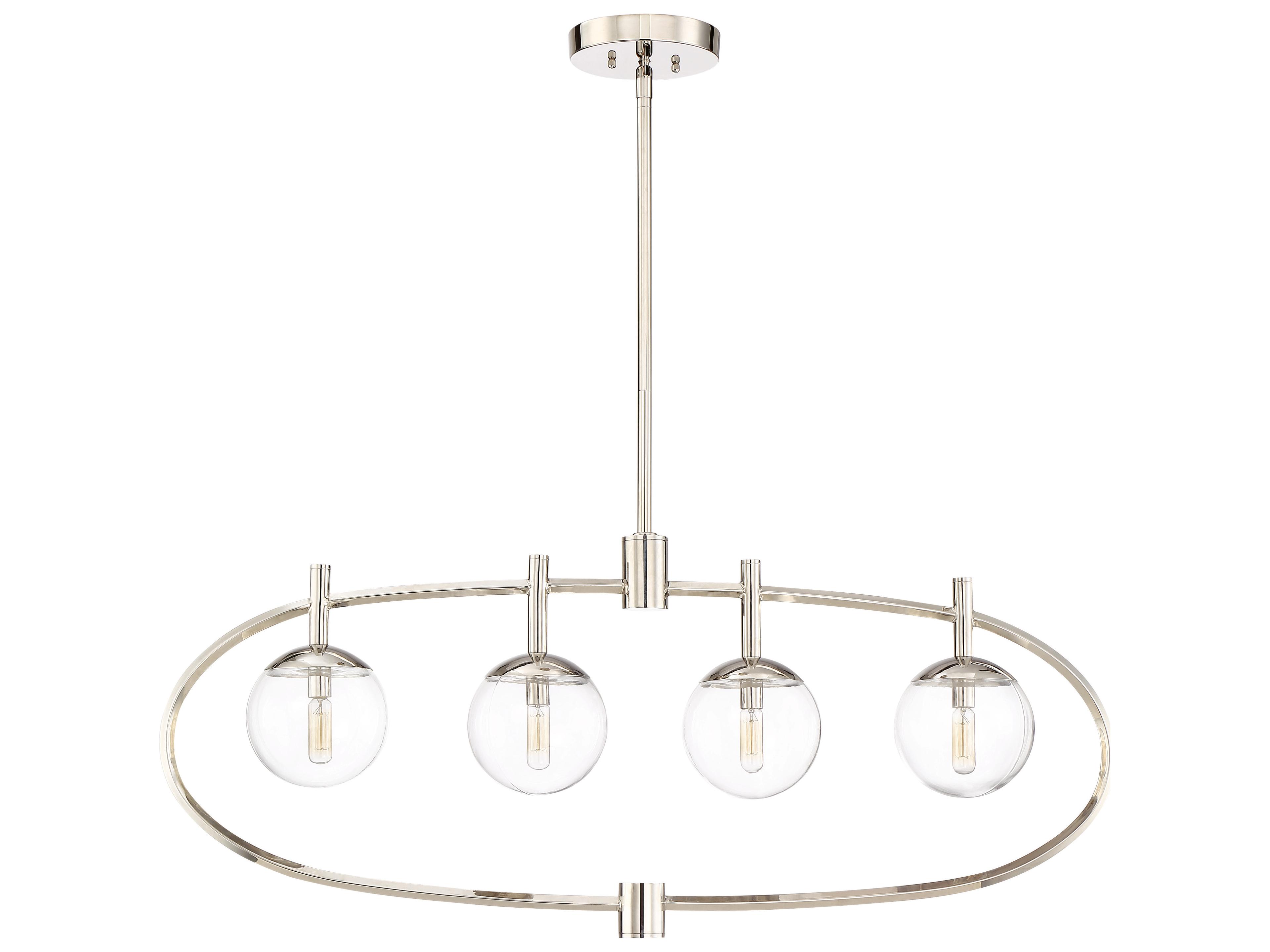 Craftmade Piltz 4-Light Polished Nickel Glass Globe Linear Island Pendant