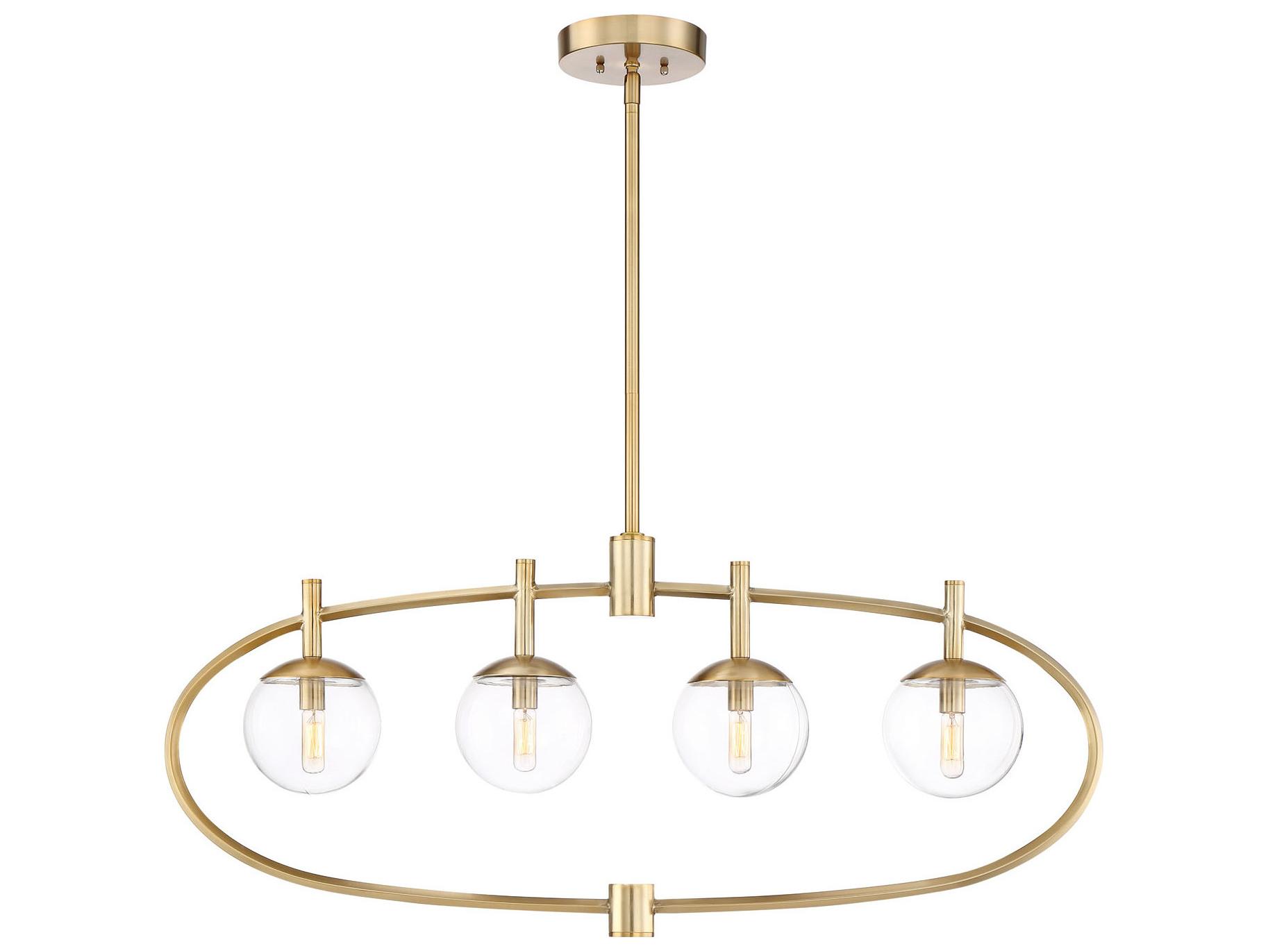 Craftmade Piltz 4-Light Satin Brass Glass Globe Linear Island Pendant