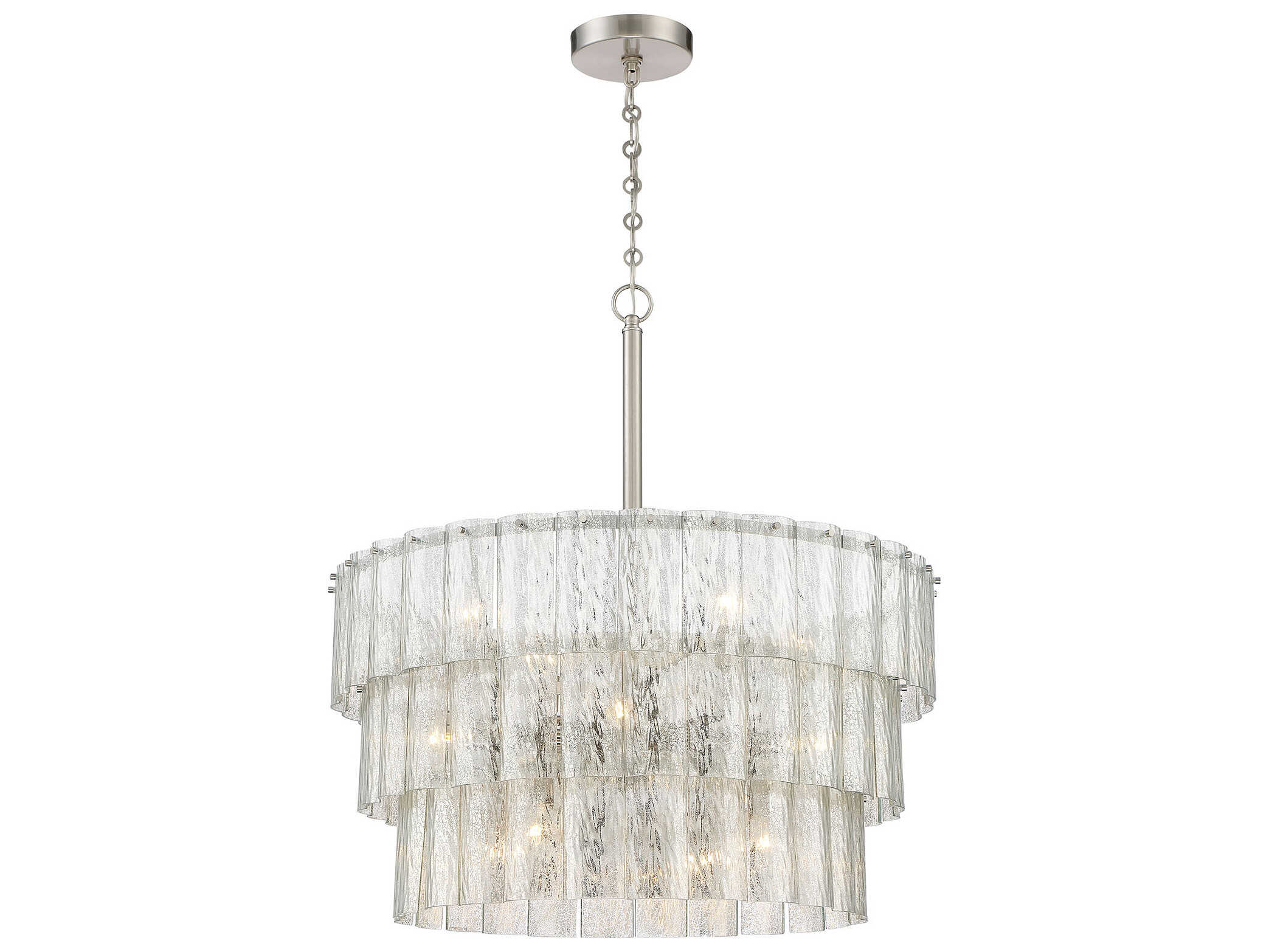 Craftmade Museo 12-Light Brushed Polished Nickel Glass Drum Pendant