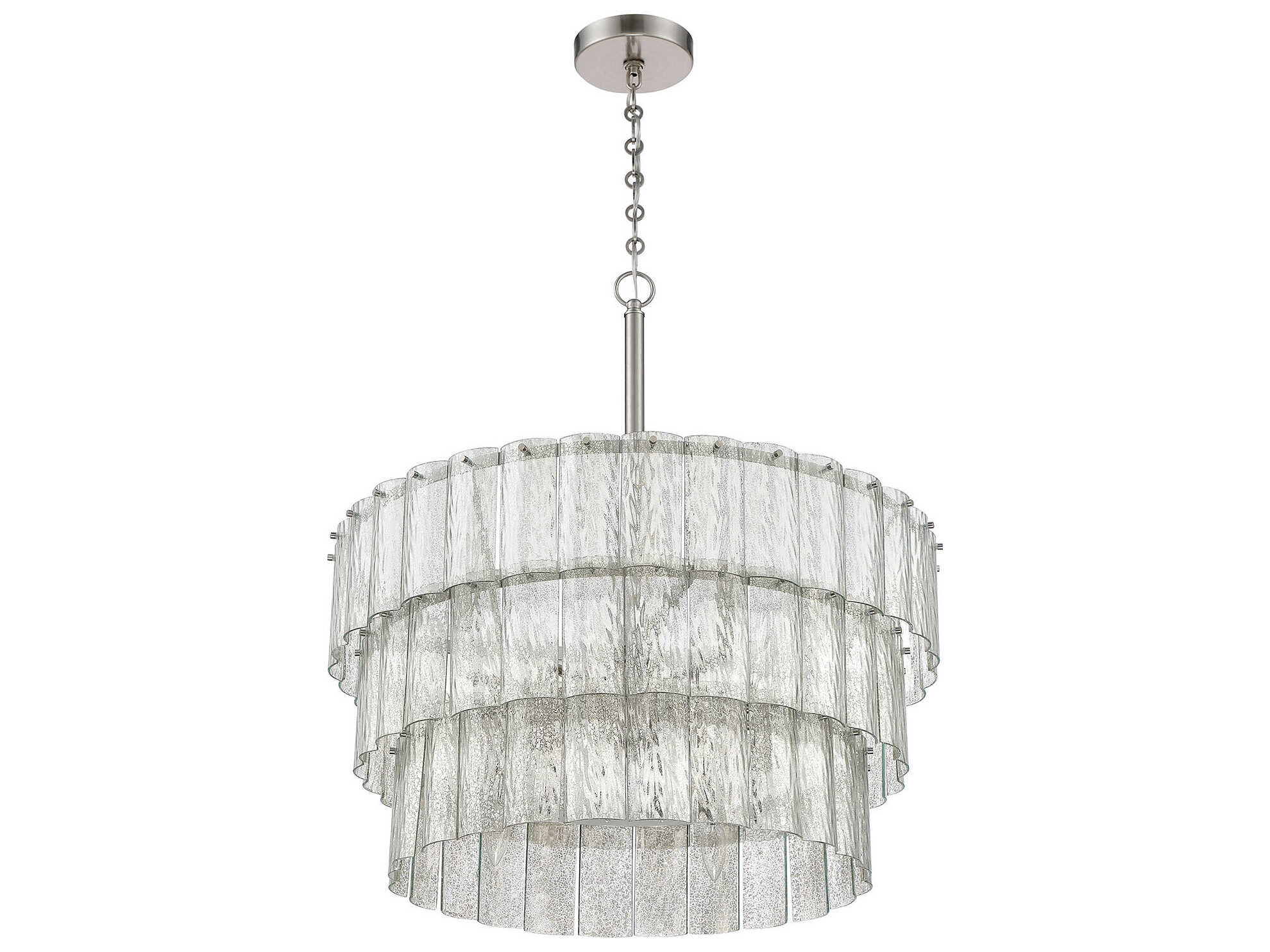 Craftmade Museo 12-Light Brushed Polished Nickel Glass Drum Pendant