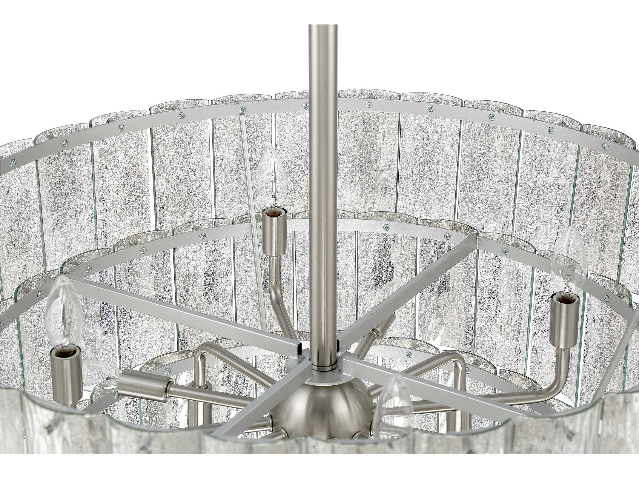 Craftmade Museo 12-Light Brushed Polished Nickel Glass Drum Pendant