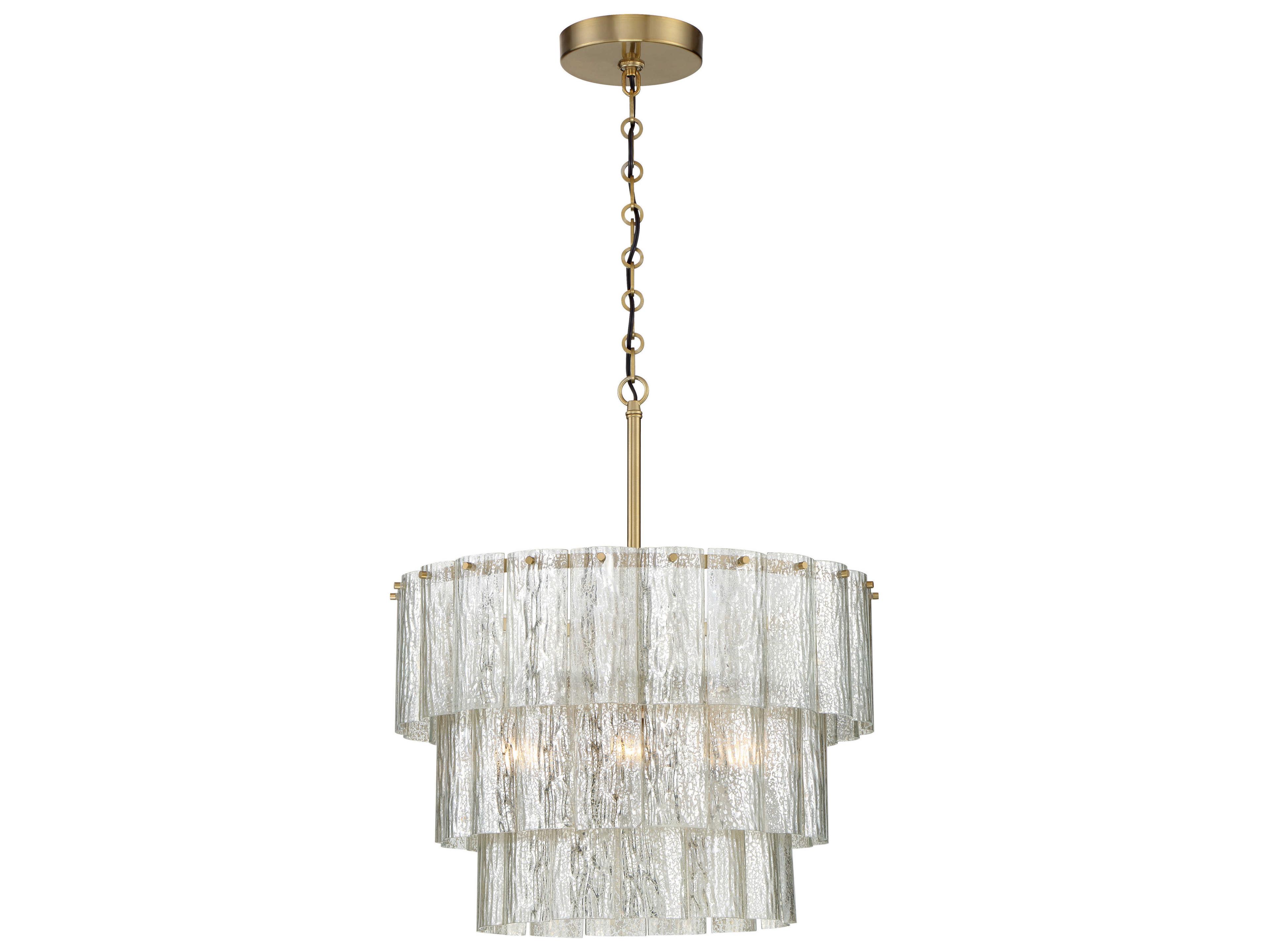 Craftmade Museo 12-Light Satin Brass Glass Drum Pendant