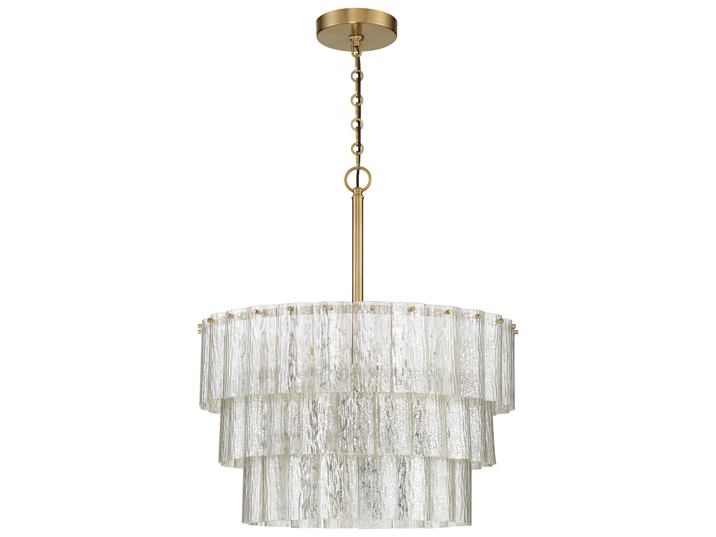 Craftmade Museo 9-Light Satin Brass Glass Tiered Pendant
