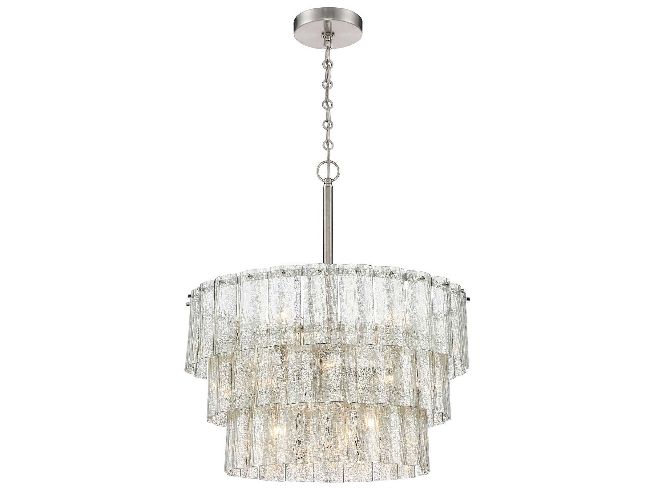 Craftmade Museo 9-Light Brushed Polished Nickel Glass Drum Pendant