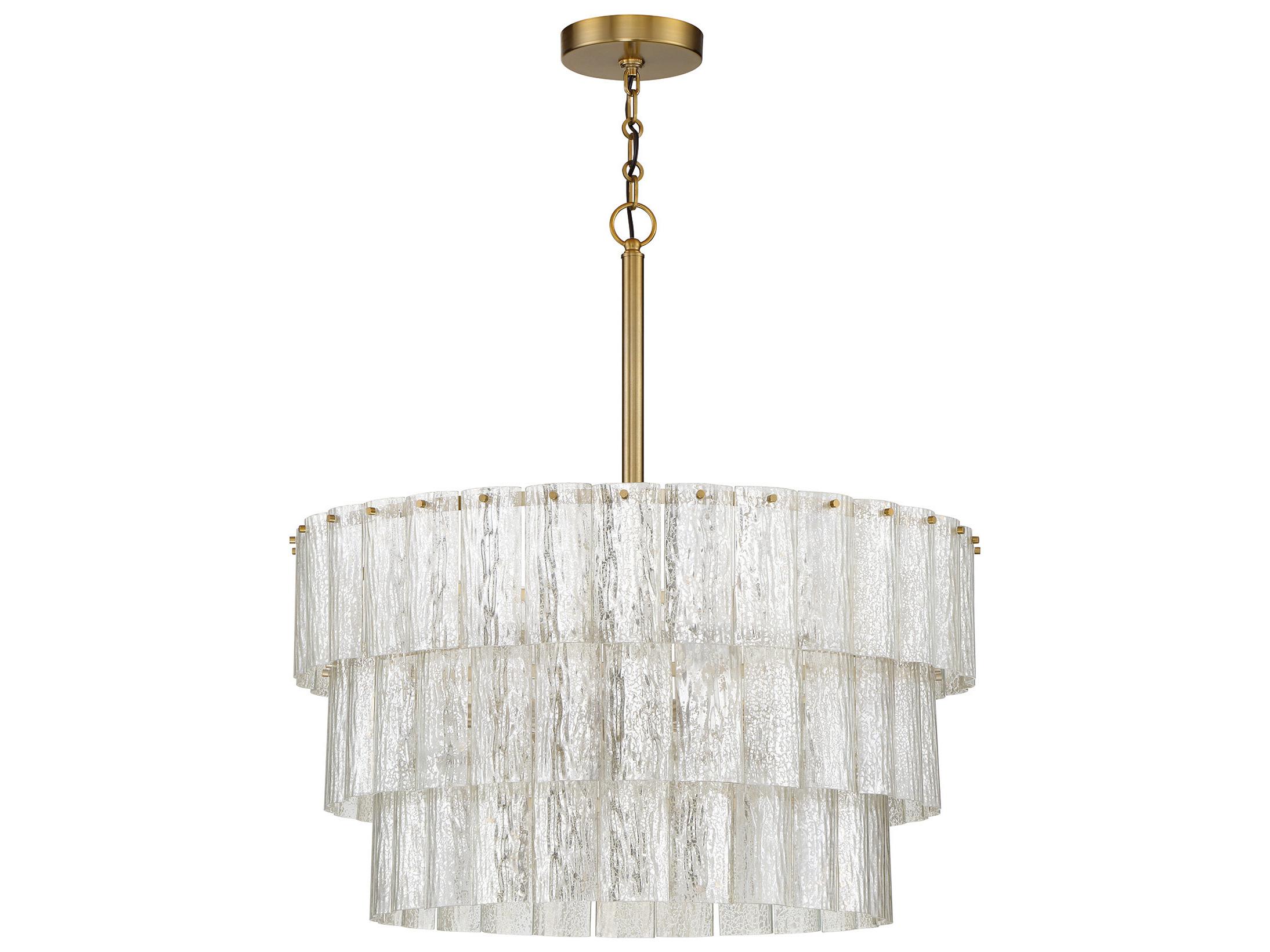 Craftmade Museo 9-Light Satin Brass Glass Tiered Pendant