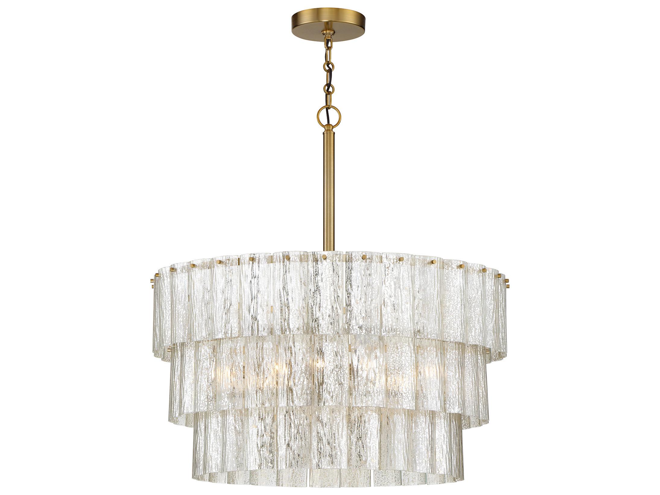 Craftmade Museo 9-Light Satin Brass Glass Tiered Pendant