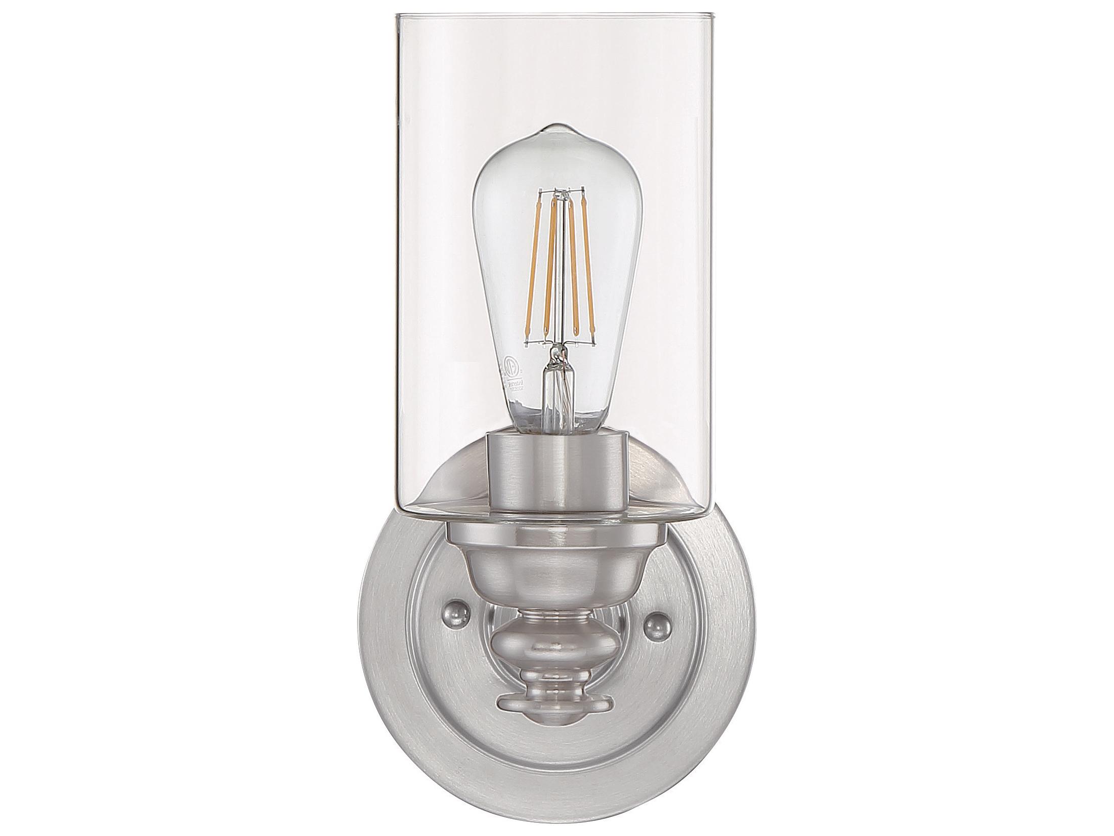 Craftmade Dardyn 1-Light Brushed Polished Nickel Glass Vanity Light