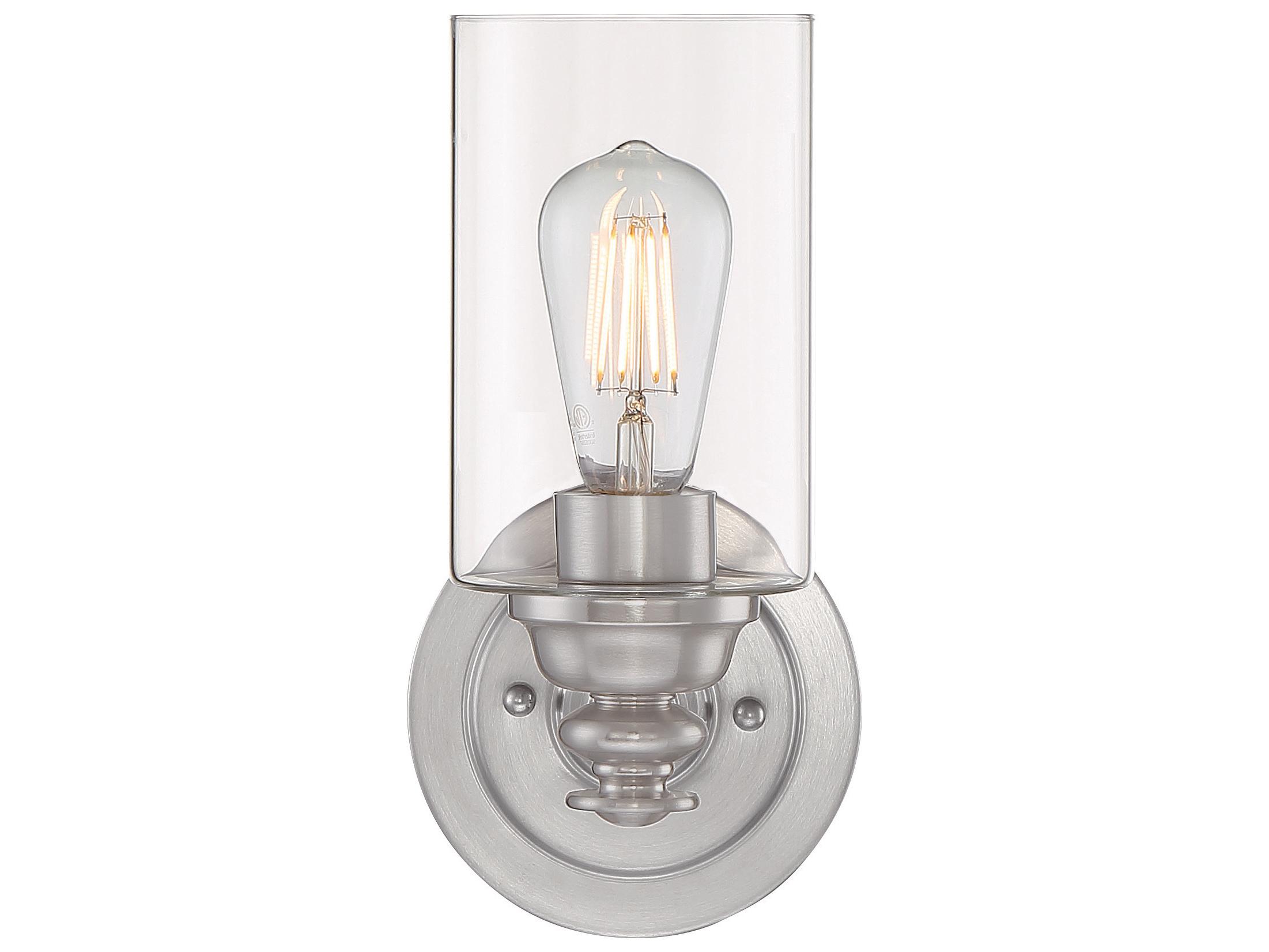 Craftmade Dardyn 1-Light Brushed Polished Nickel Glass Vanity Light
