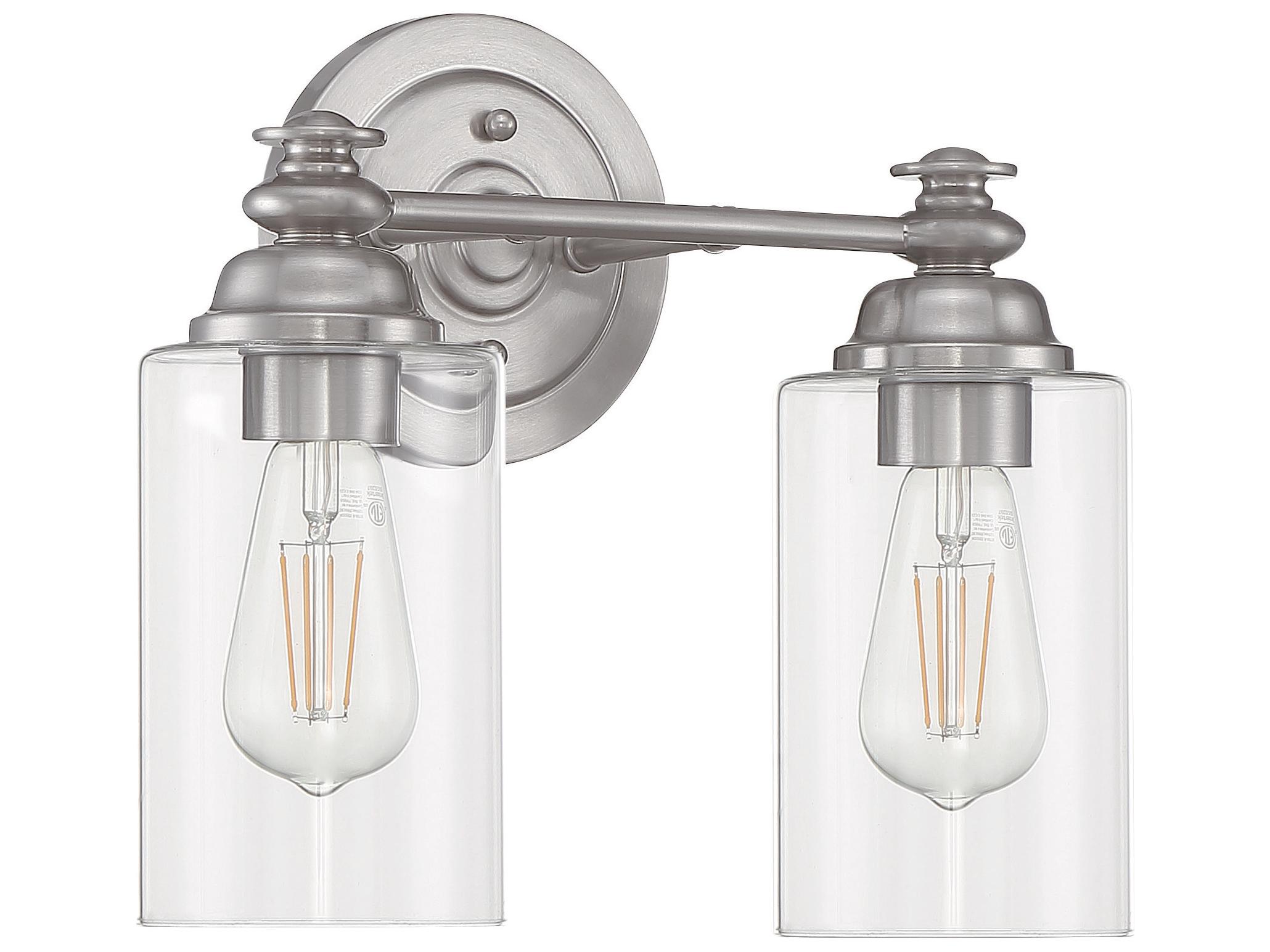 Craftmade Dardyn 2-Light Brushed Polished Nickel Glass Vanity Light