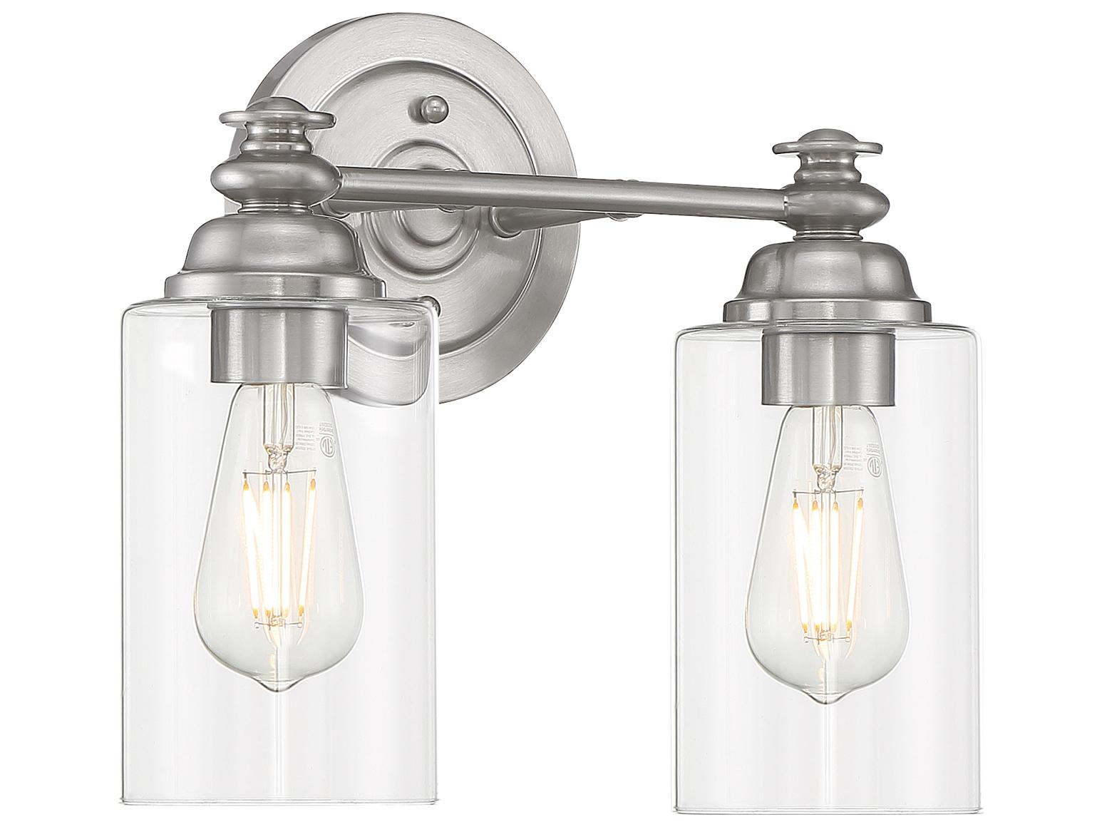 Craftmade Dardyn 2-Light Brushed Polished Nickel Glass Vanity Light