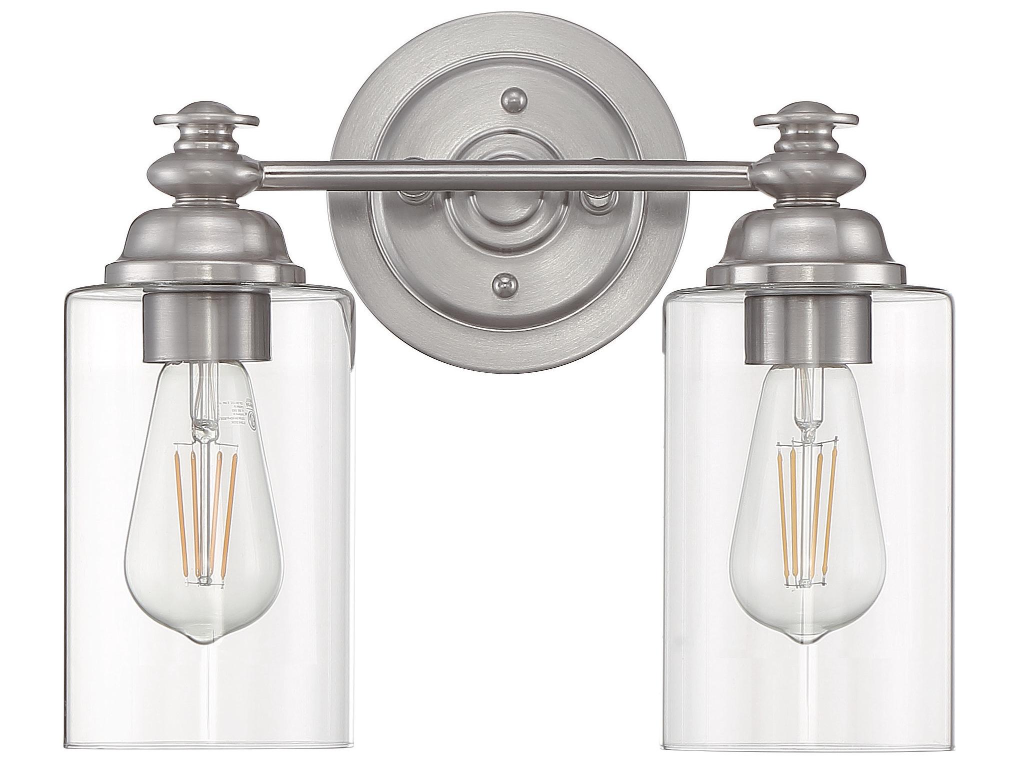 Craftmade Dardyn 2-Light Brushed Polished Nickel Glass Vanity Light