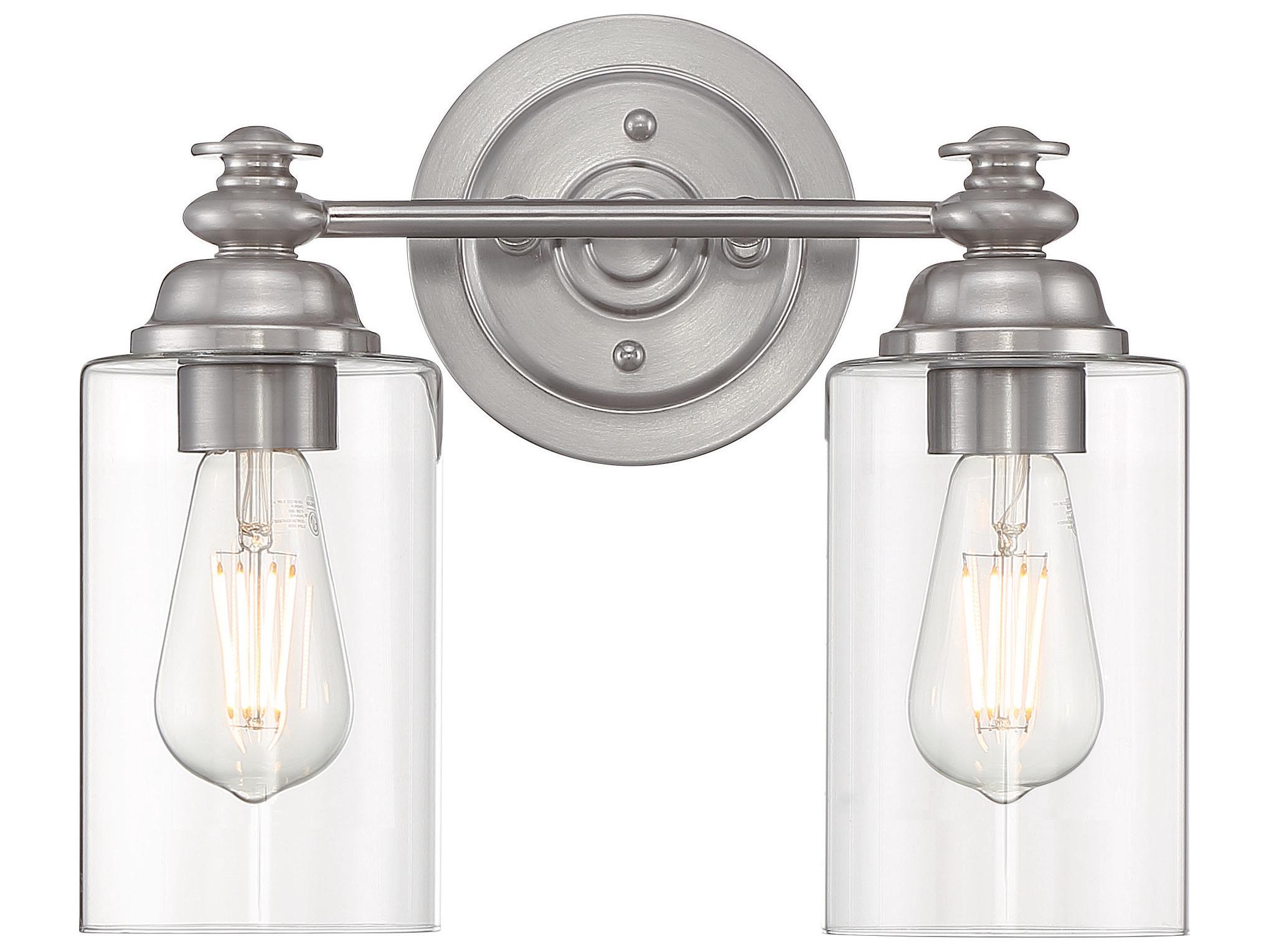 Craftmade Dardyn 2-Light Brushed Polished Nickel Glass Vanity Light