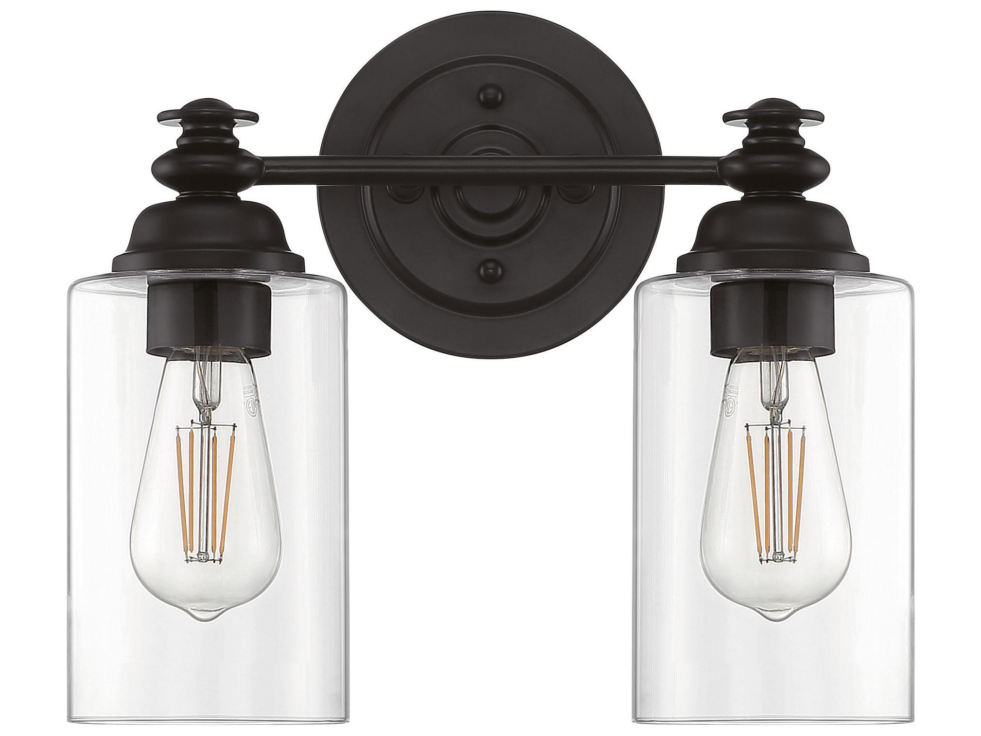 Craftmade Dardyn 2-Light Flat Black Glass Vanity Light