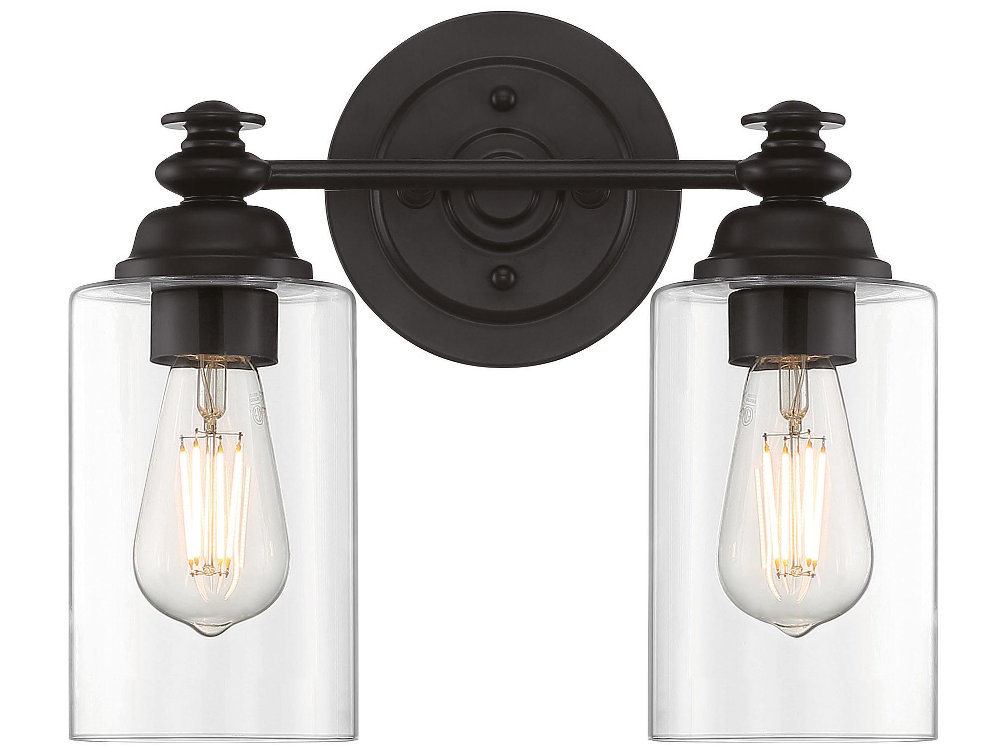 Craftmade Dardyn 2-Light Flat Black Glass Vanity Light