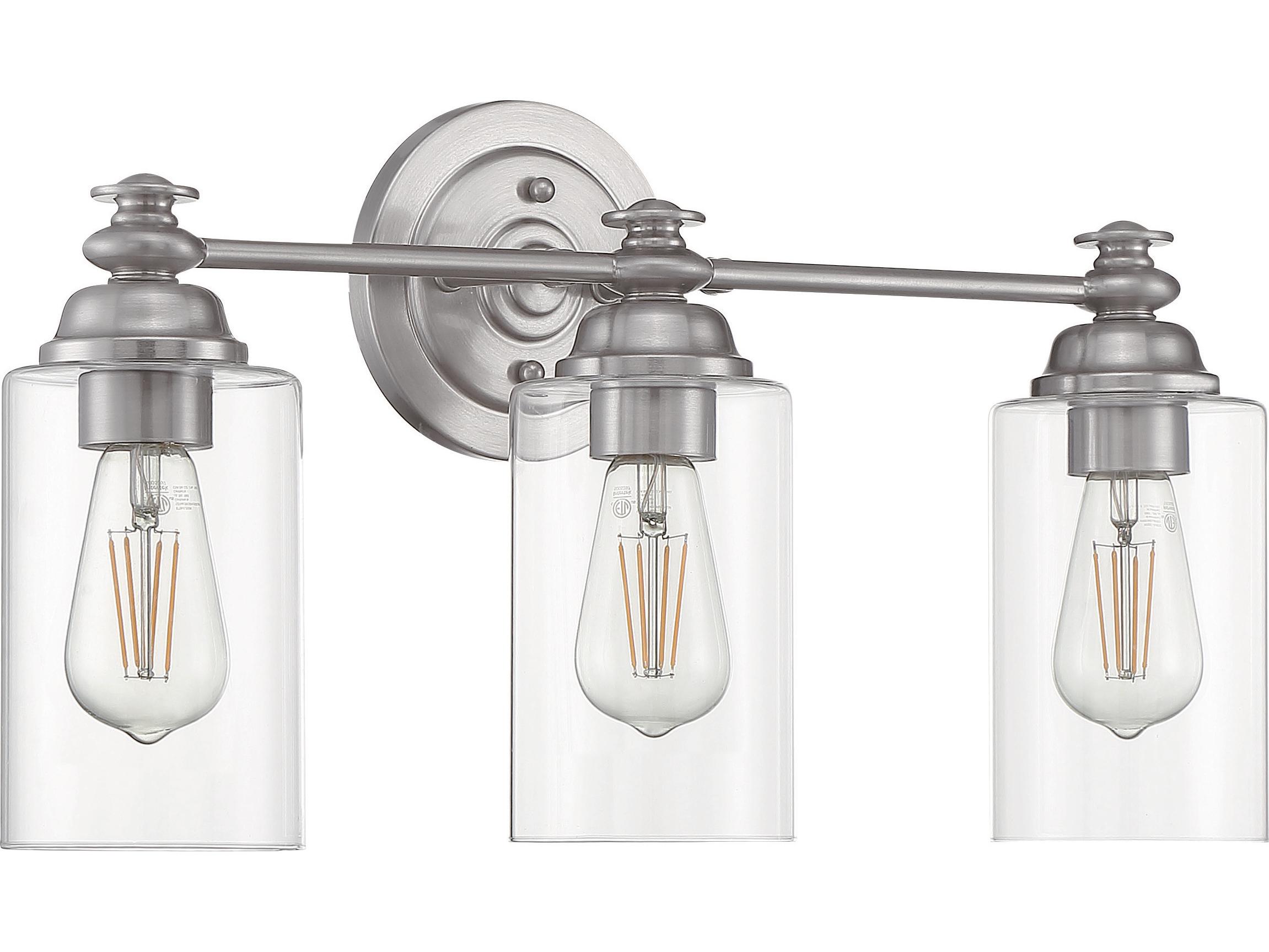 Craftmade Dardyn 3-Light Brushed Polished Nickel Glass Vanity Light