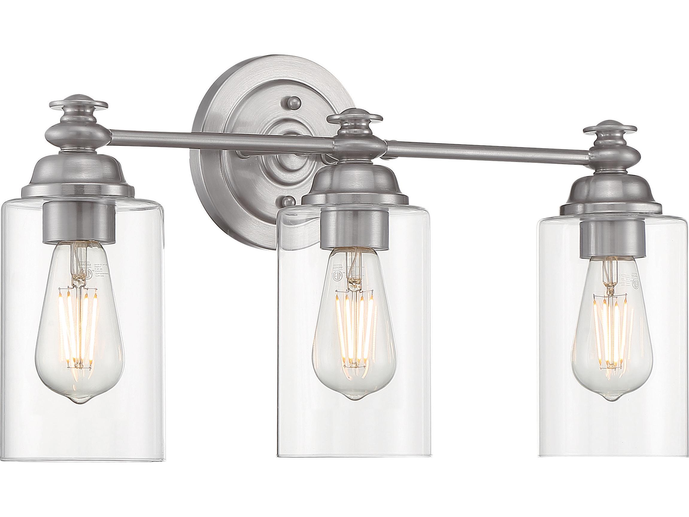 Craftmade Dardyn 3-Light Brushed Polished Nickel Glass Vanity Light