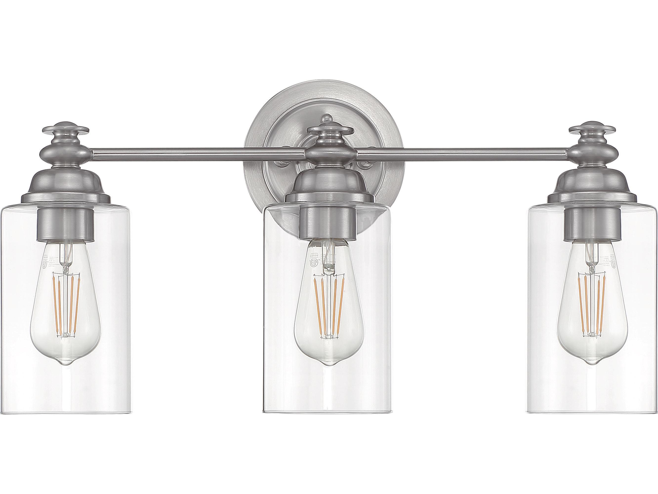 Craftmade Dardyn 3-Light Brushed Polished Nickel Glass Vanity Light