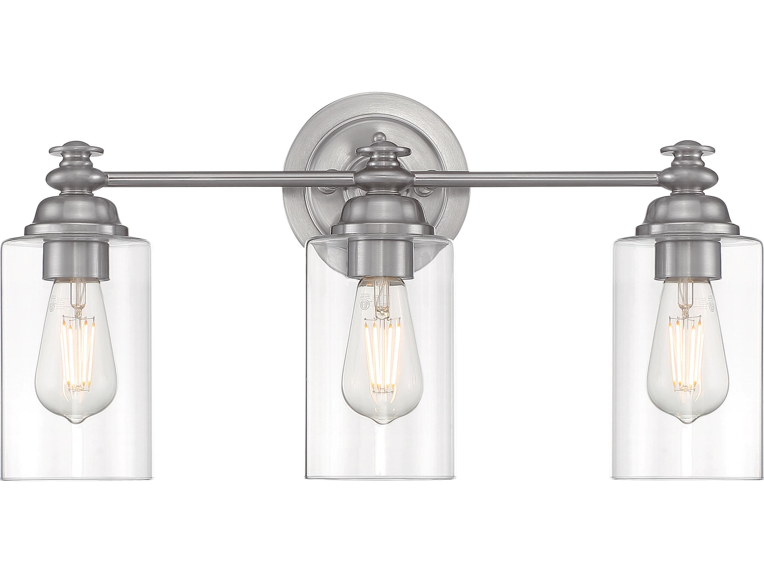 Craftmade Dardyn 3-Light Brushed Polished Nickel Glass Vanity Light