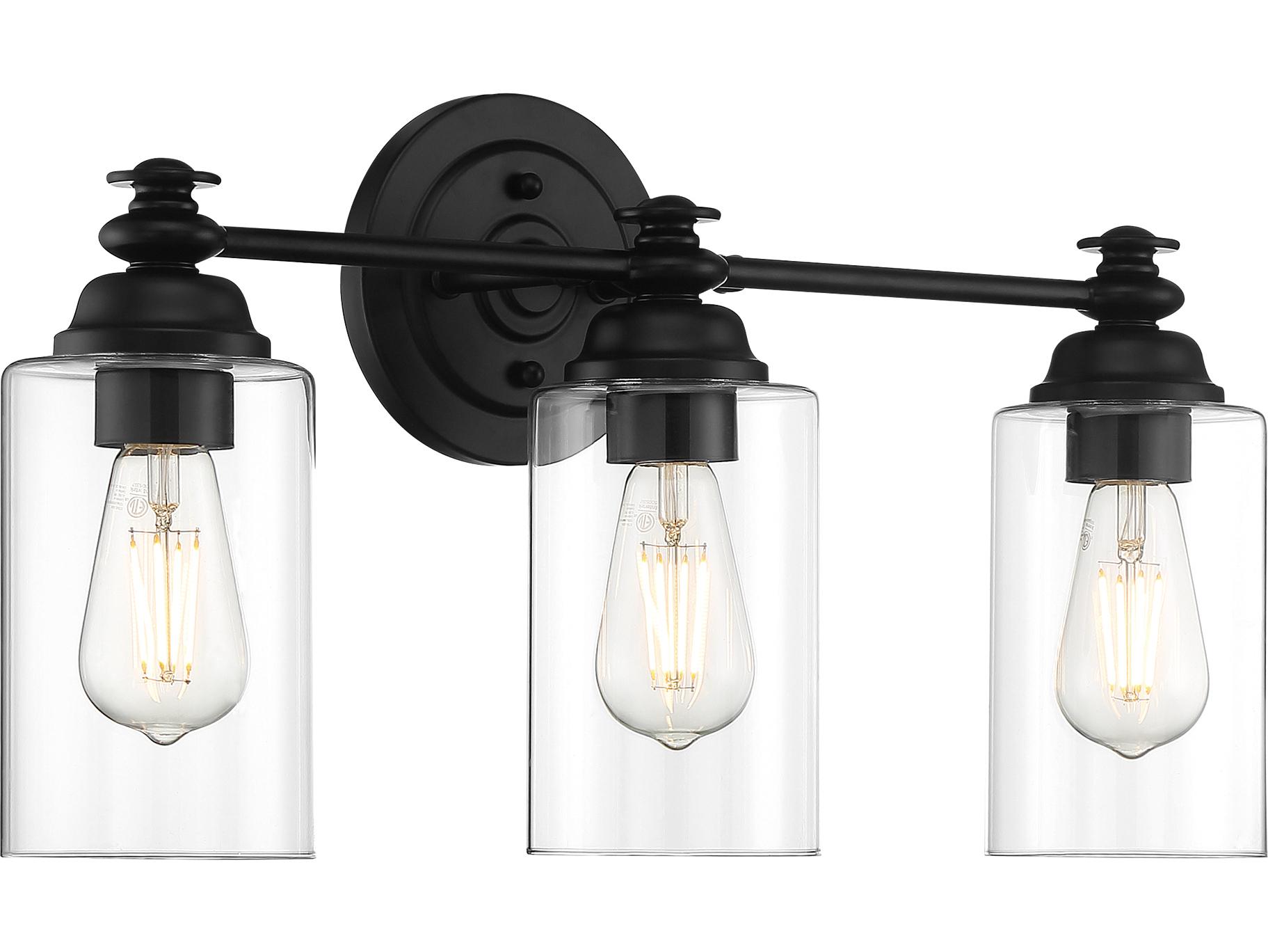 Craftmade Dardyn 3-Light Flat Black Glass Vanity Light