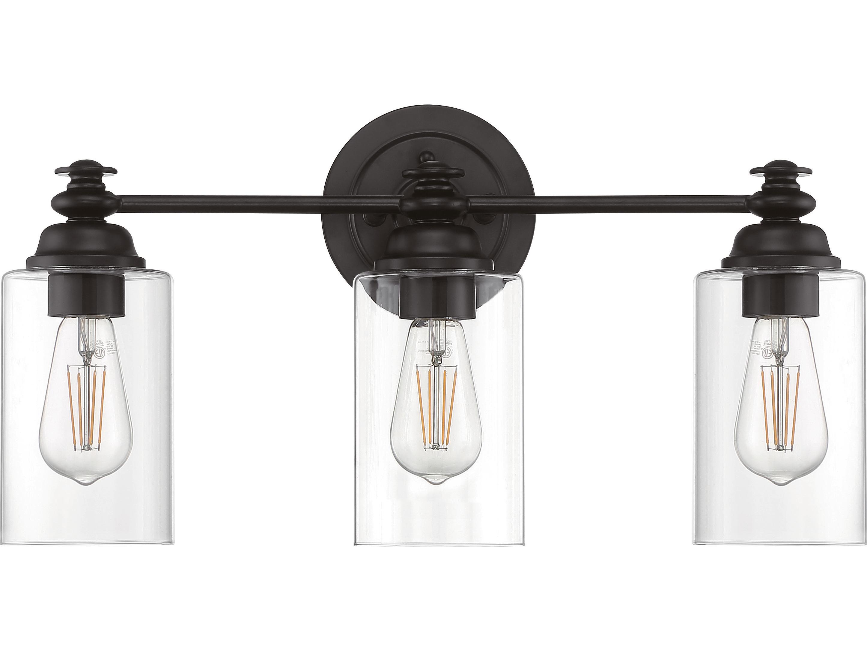 Craftmade Dardyn 3-Light Flat Black Glass Vanity Light