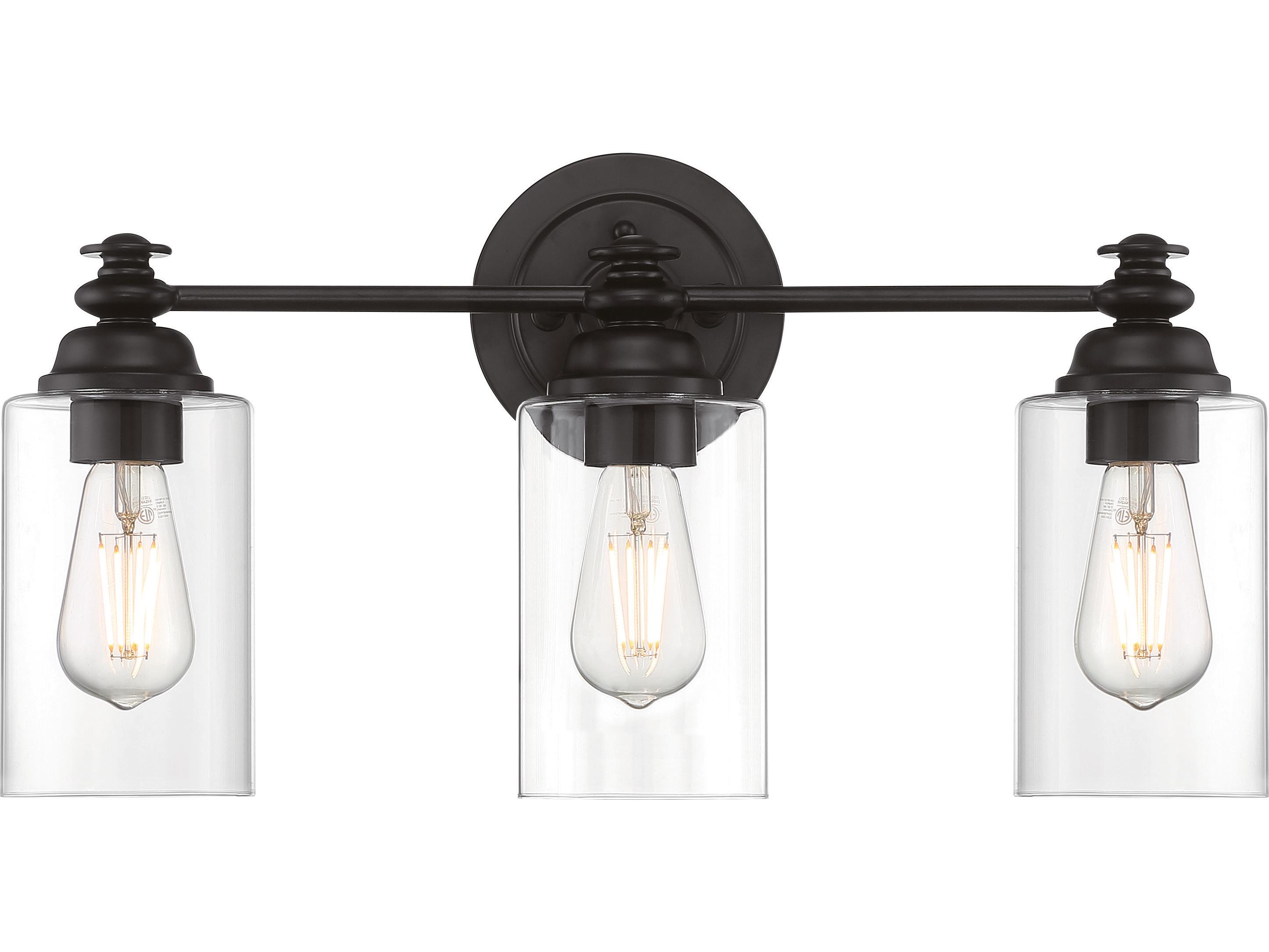 Craftmade Dardyn 3-Light Flat Black Glass Vanity Light