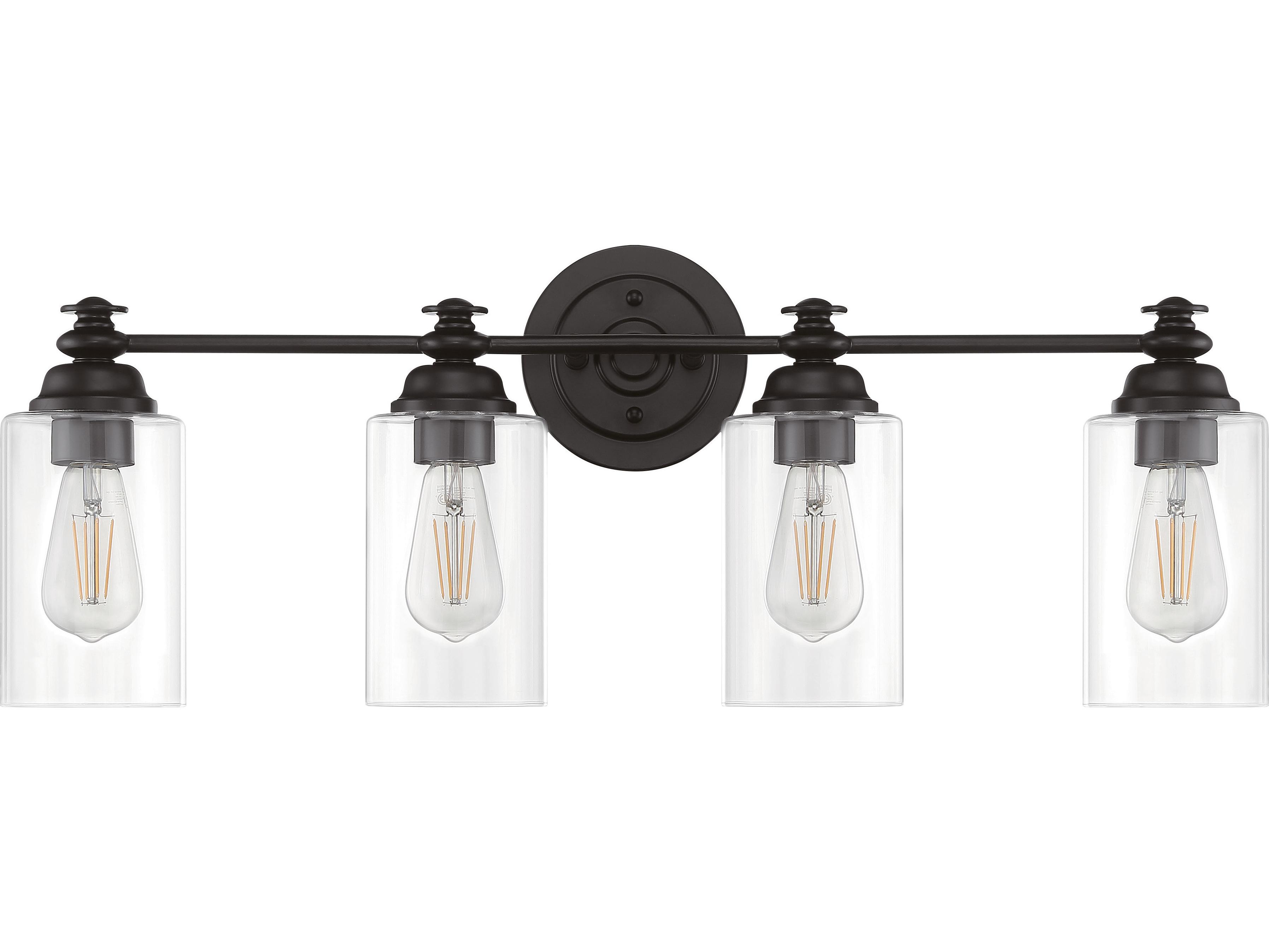 Craftmade Dardyn 4-Light Flat Black Glass Vanity Light