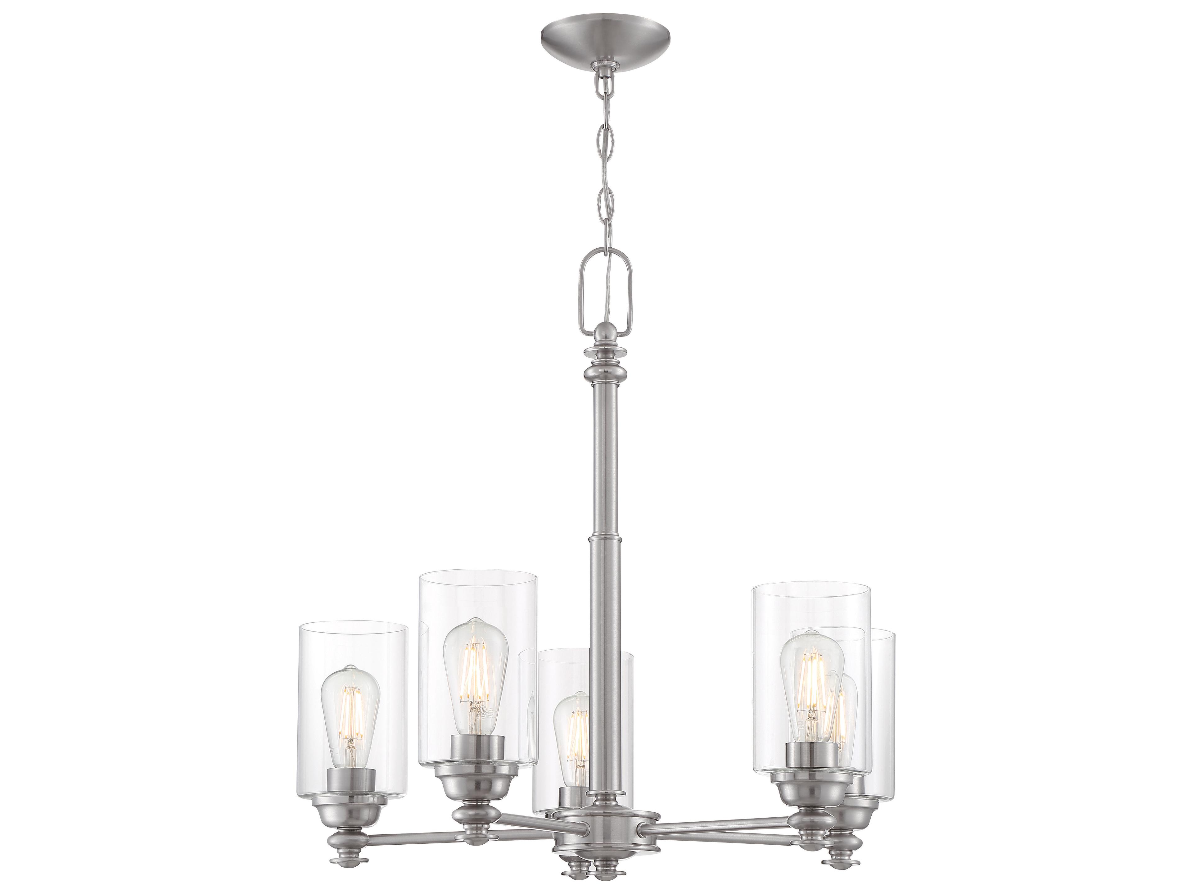 Craftmade Dardyn 5-Light Brushed Polished Nickel Glass Cylinder Chandelier