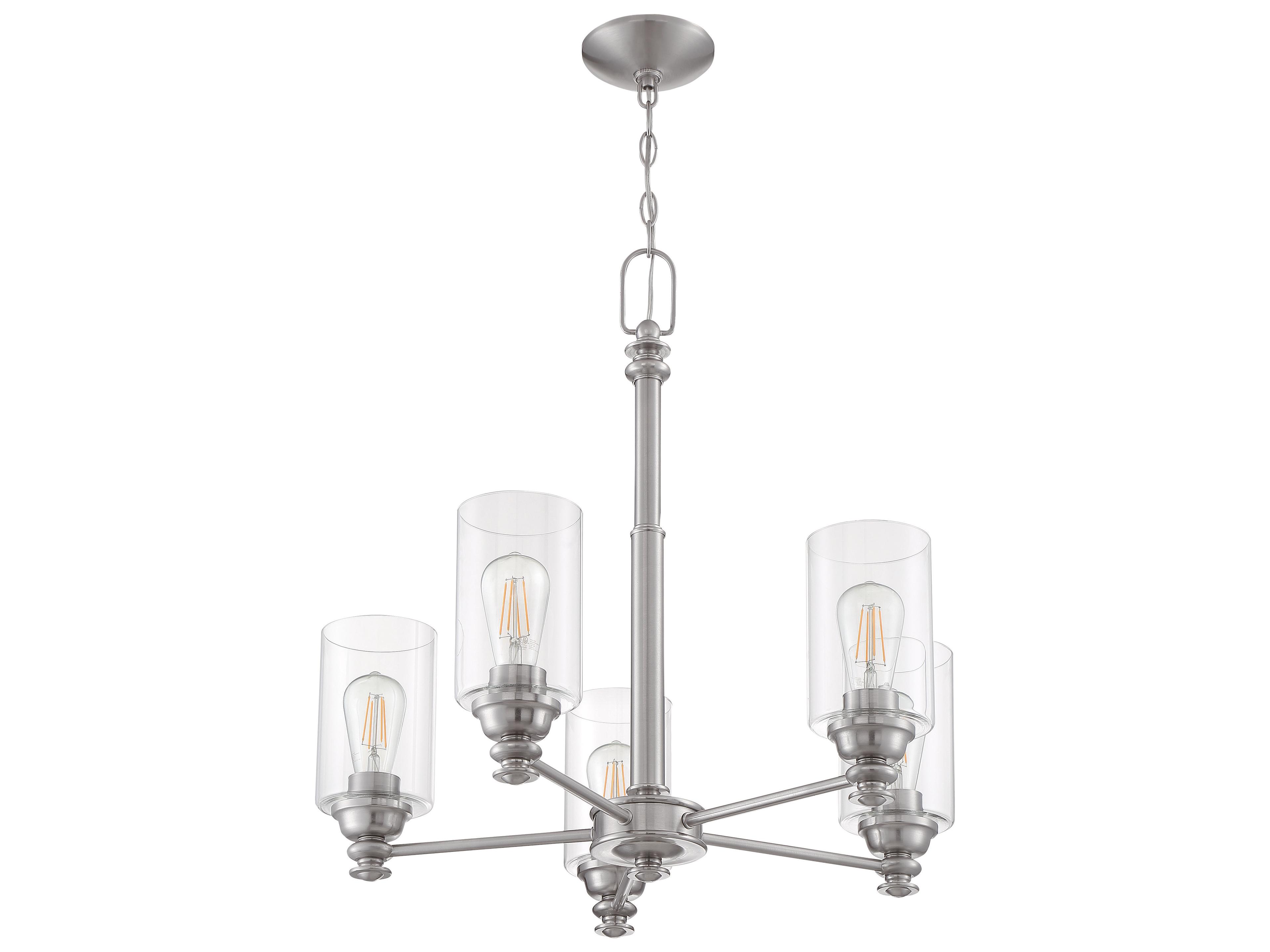 Craftmade Dardyn 5-Light Brushed Polished Nickel Glass Cylinder Chandelier