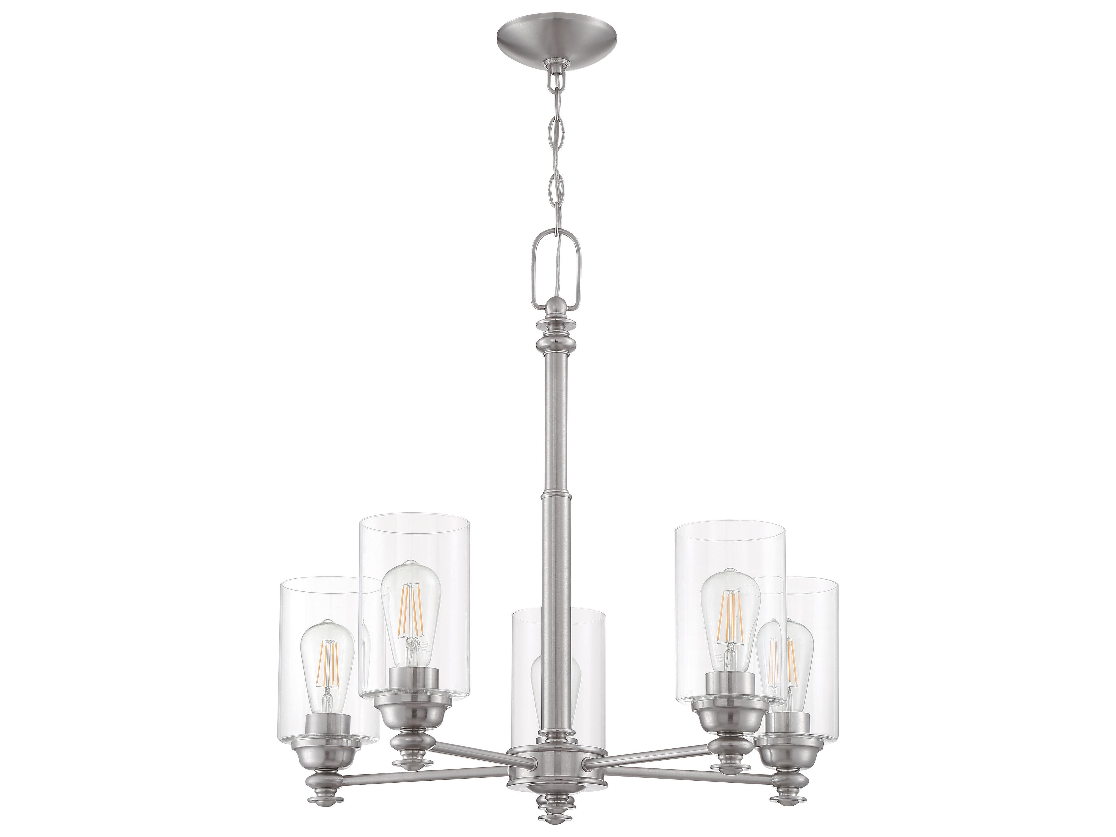 Craftmade Dardyn 5-Light Brushed Polished Nickel Glass Cylinder Chandelier