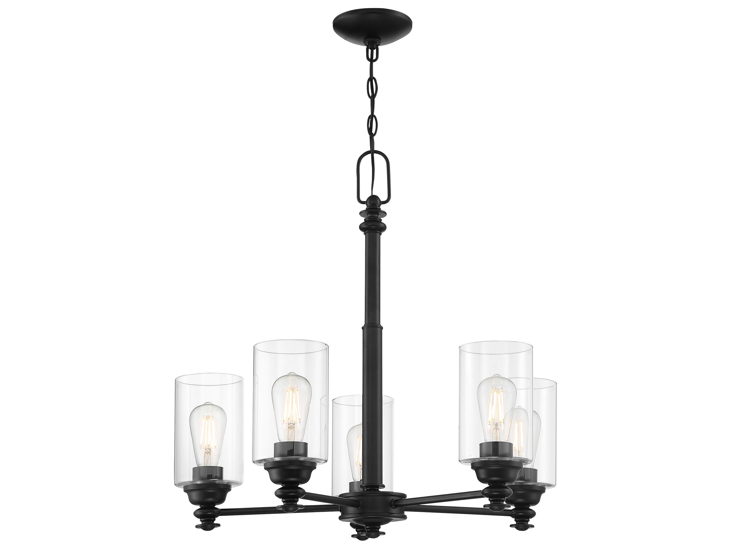 Craftmade Dardyn 5-Light Flat Black Glass Cylinder Chandelier