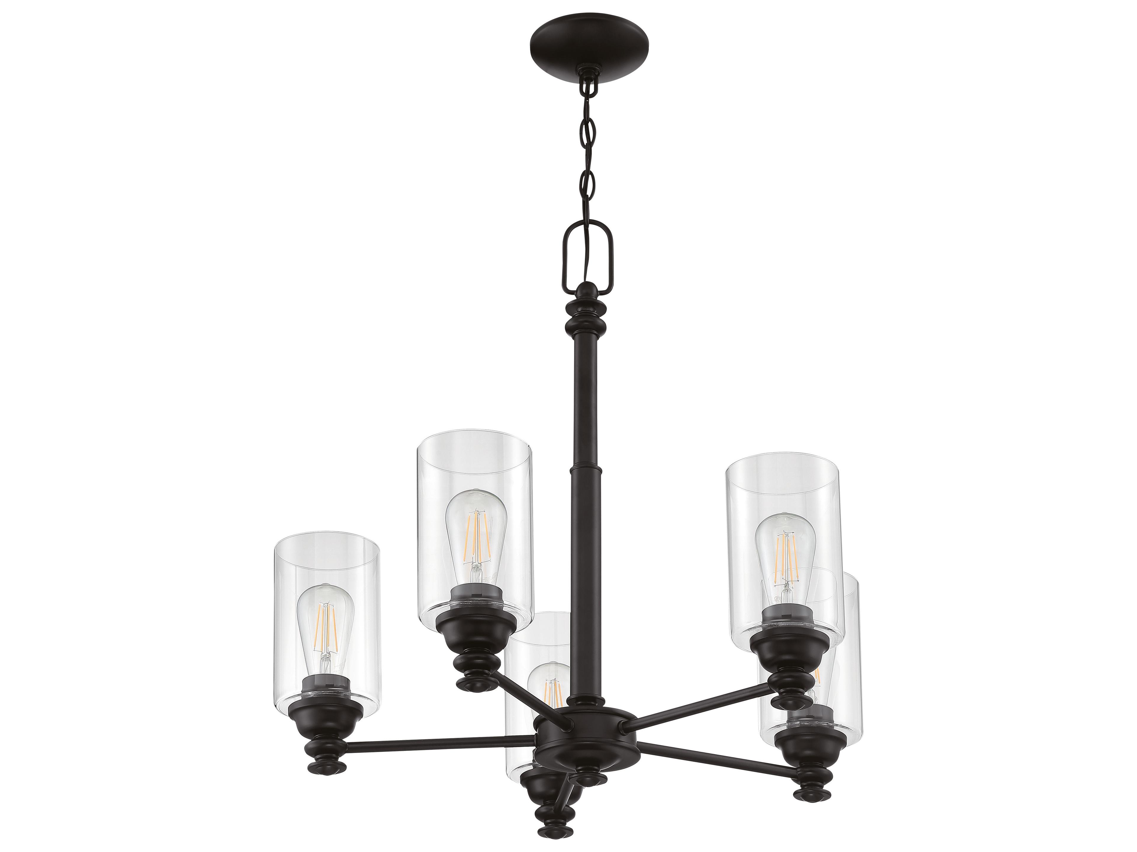 Craftmade Dardyn 5-Light Flat Black Glass Cylinder Chandelier