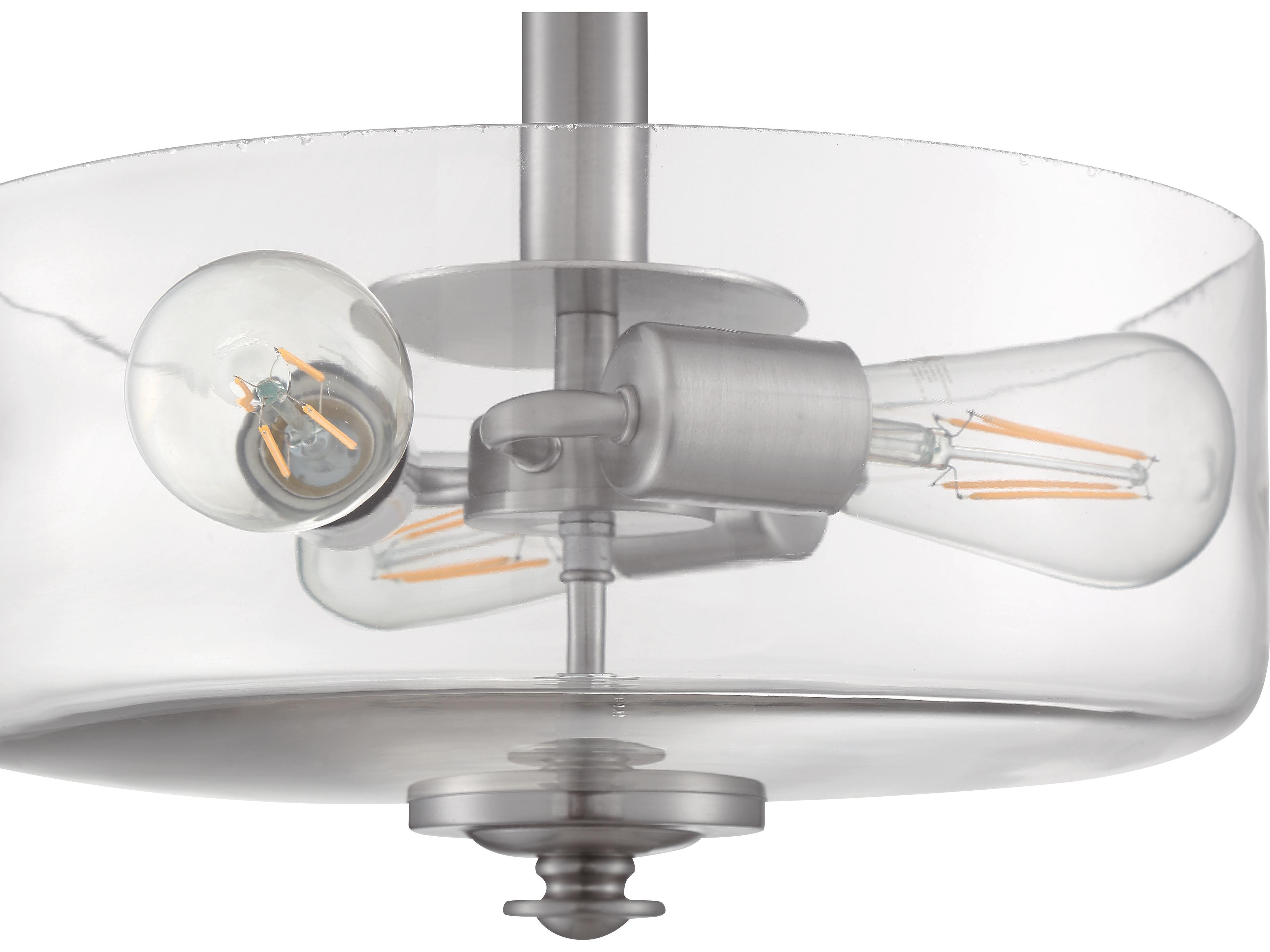 Craftmade Dardyn 3-Light Brushed Polished Nickel Glass Drum Pendant