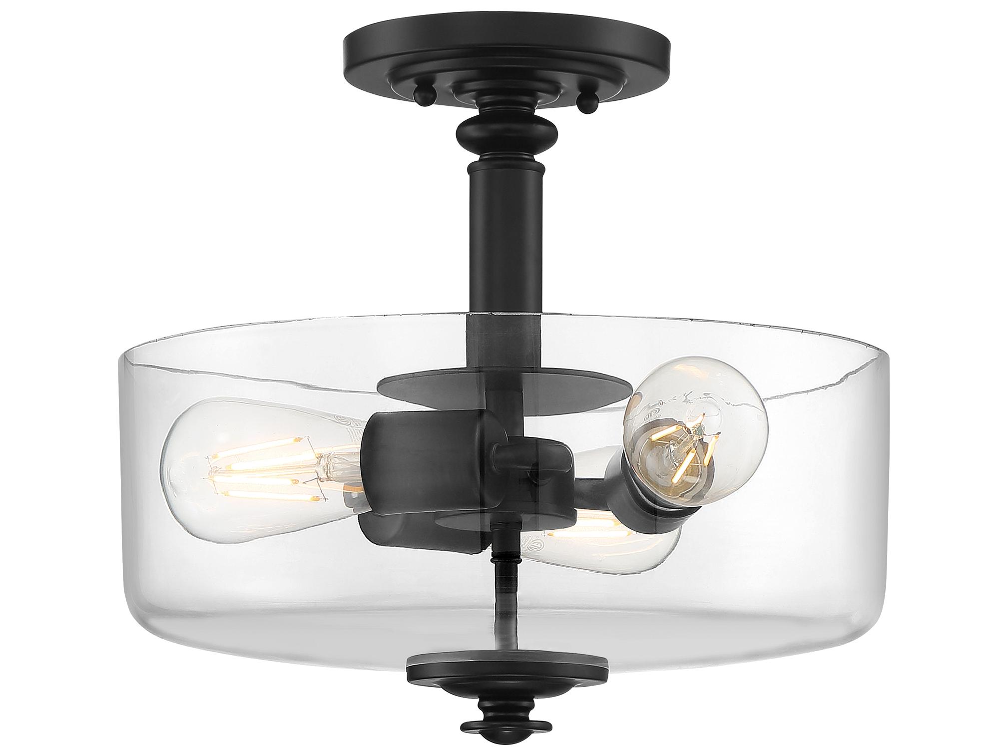 Craftmade Dardyn 3-Light Flat Black Glass Drum Pendant