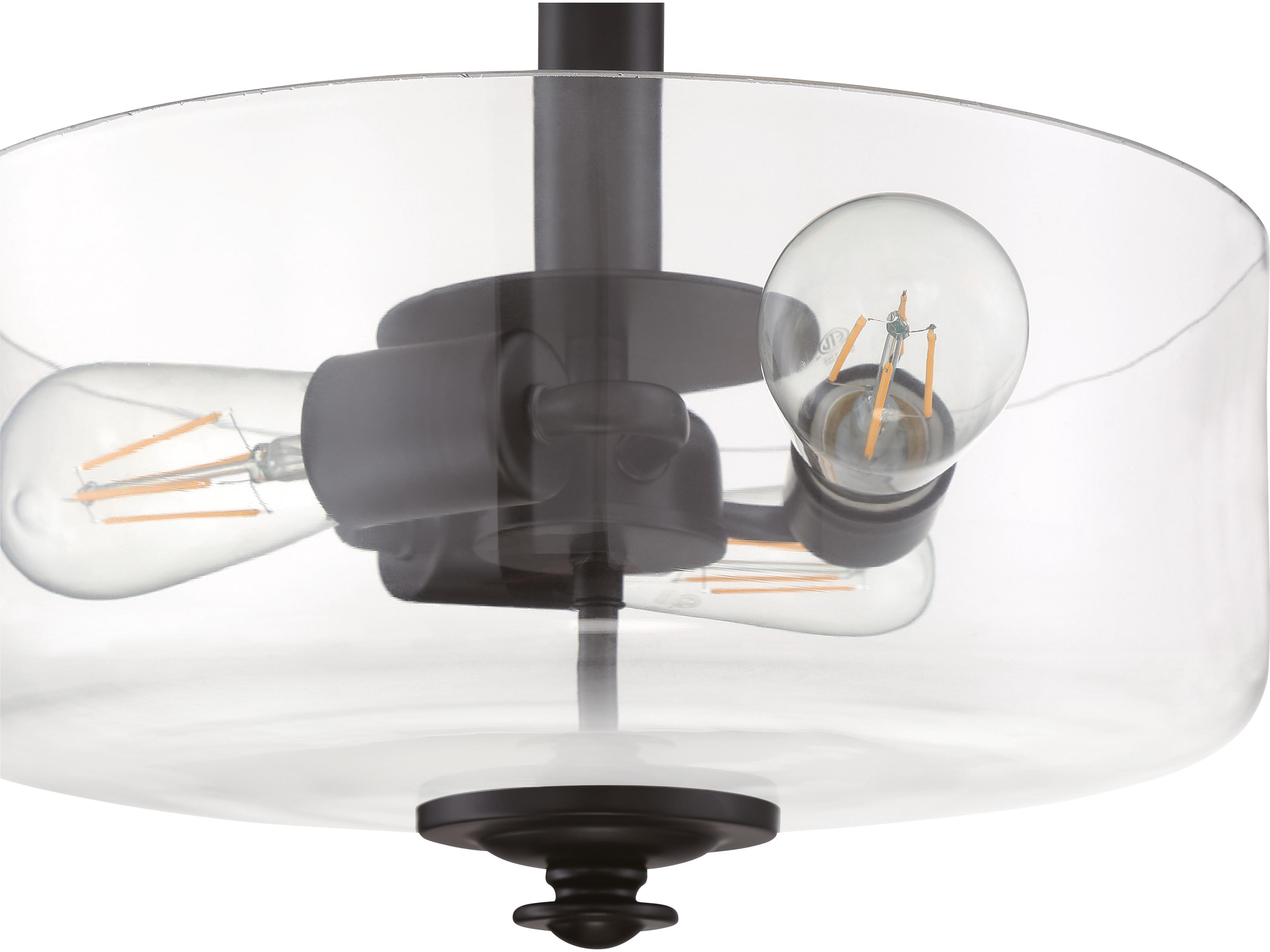 Craftmade Dardyn 3-Light Flat Black Glass Drum Pendant