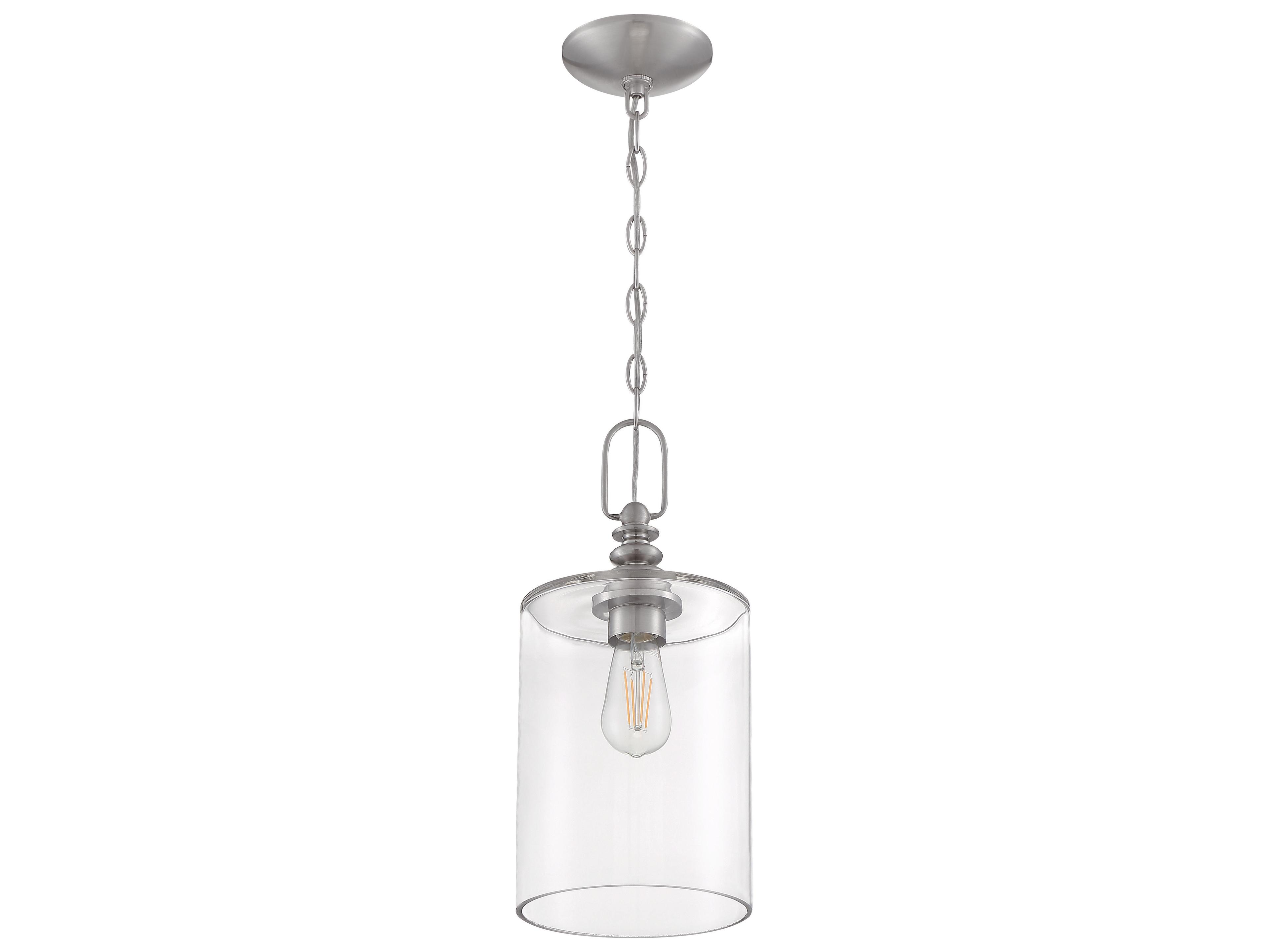 Craftmade Dardyn 1-Light Brushed Polished Nickel Glass Cylinder Mini Pendant