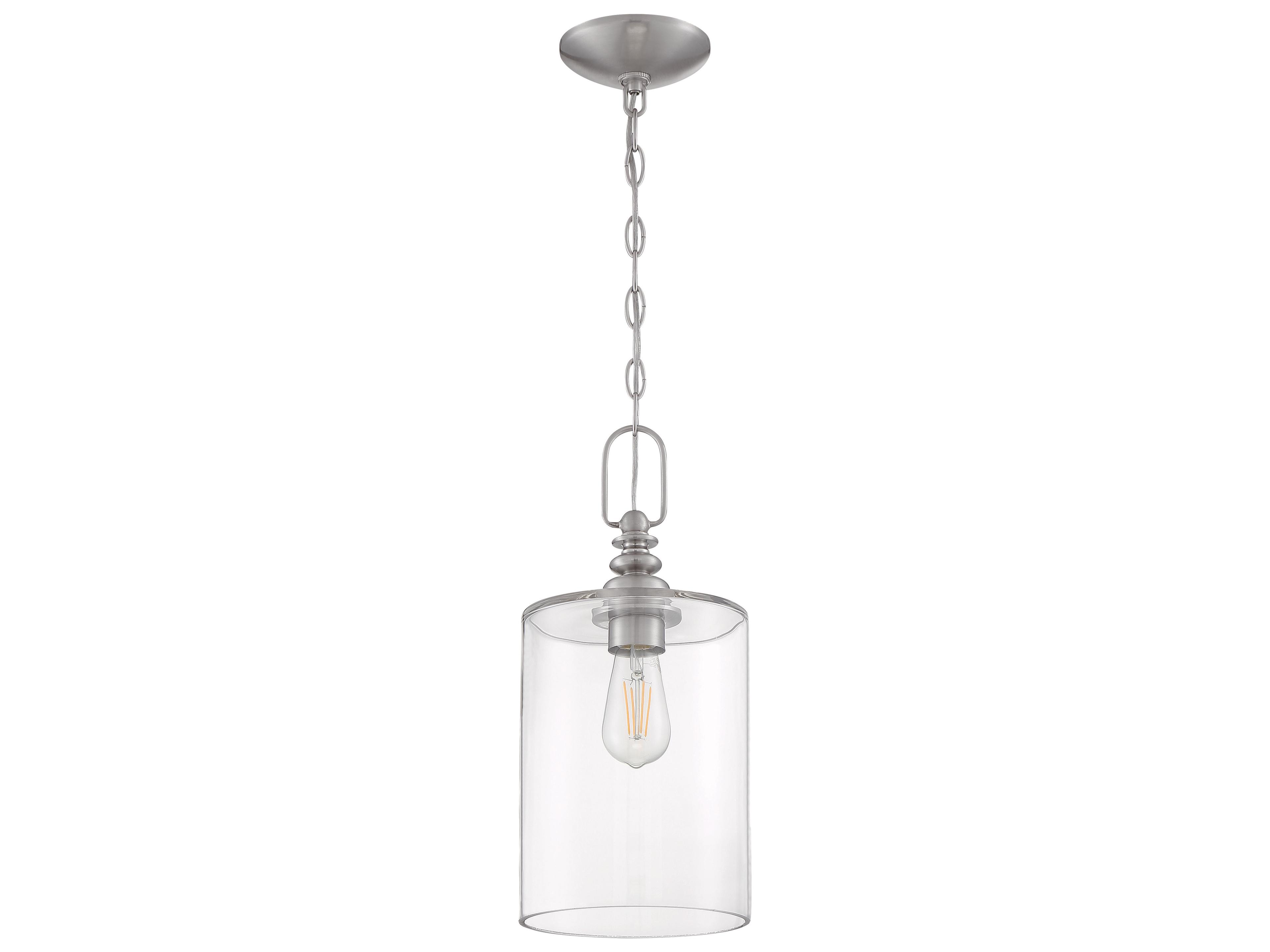 Craftmade Dardyn 1-Light Brushed Polished Nickel Glass Cylinder Mini Pendant