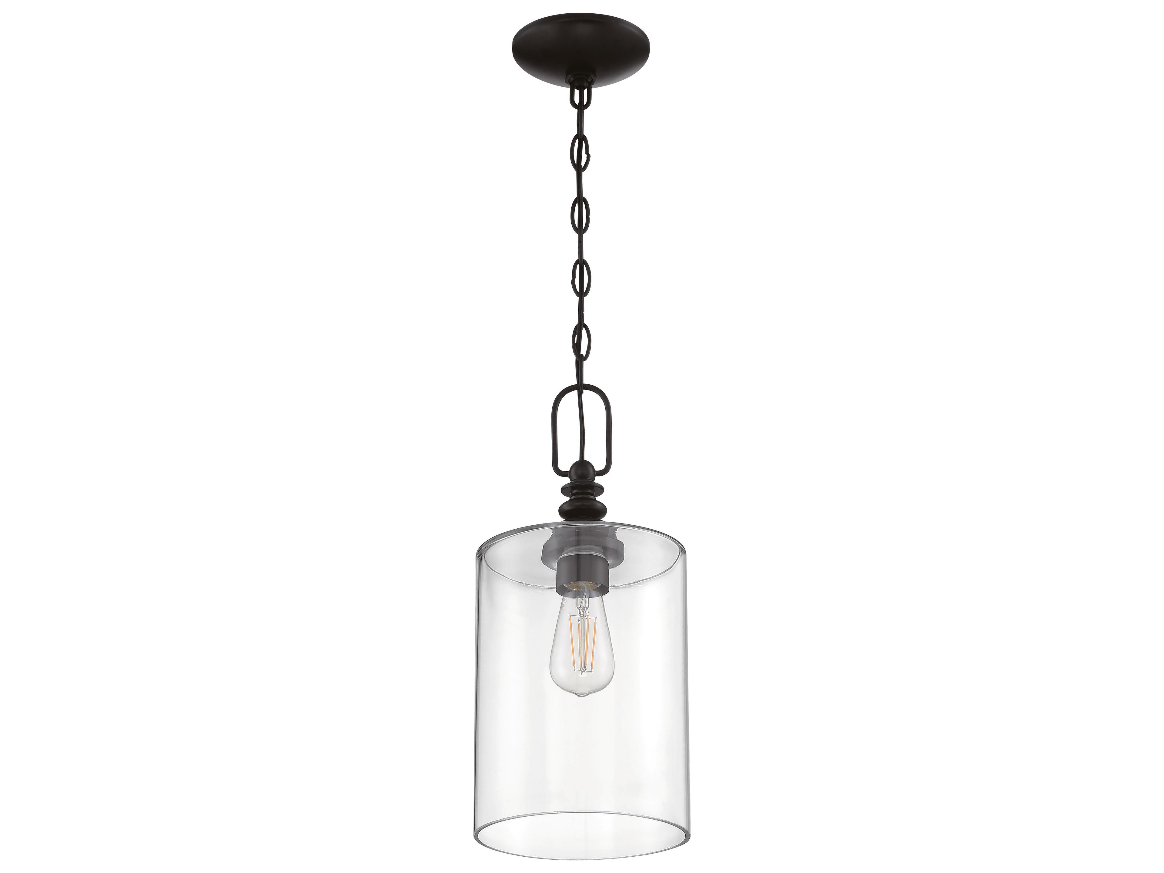 Craftmade Dardyn 1-Light Flat Black Glass Cylinder Mini Pendant