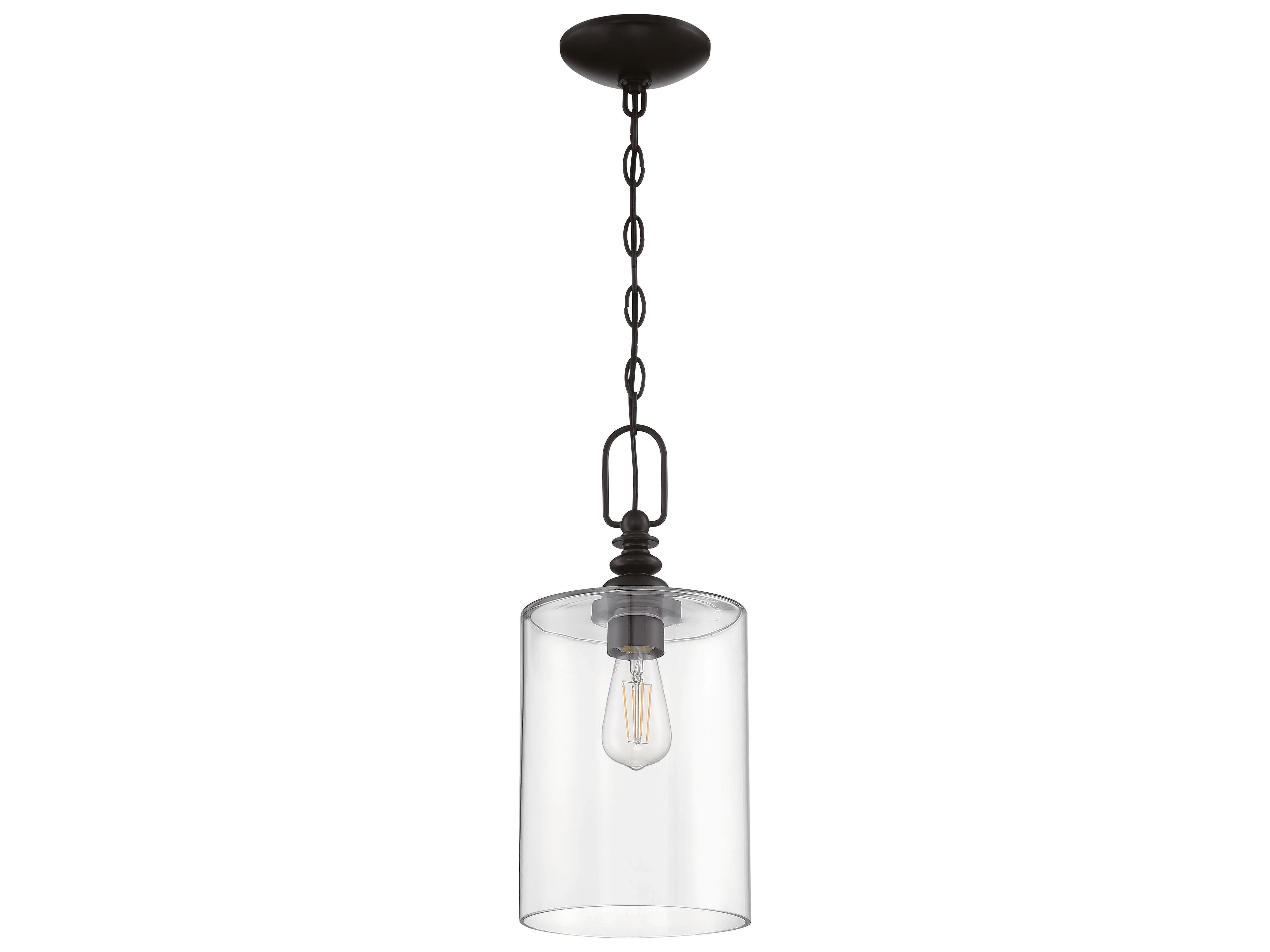 Craftmade Dardyn 1-Light Flat Black Glass Cylinder Mini Pendant