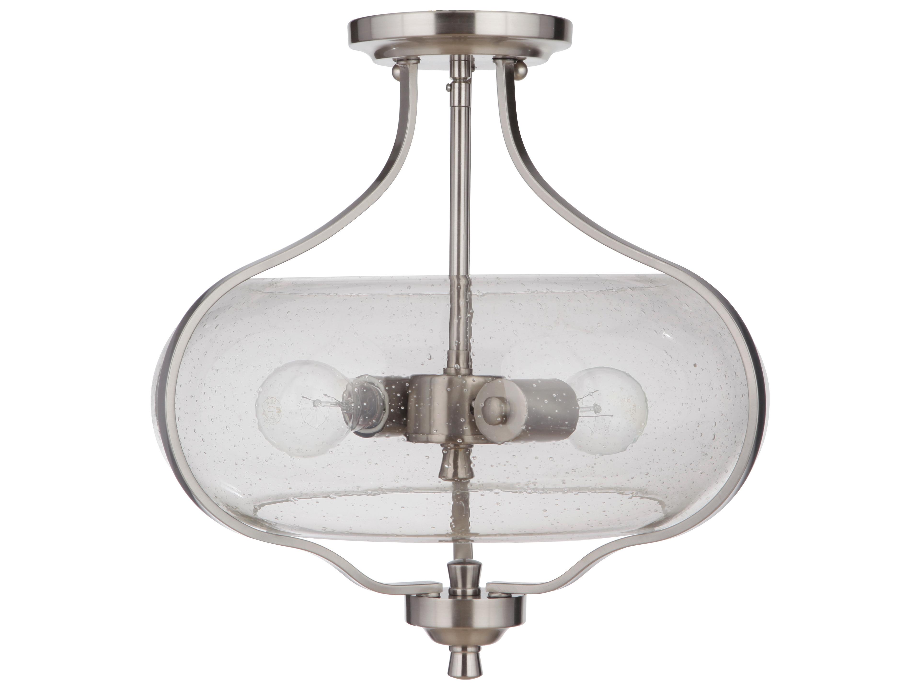 Craftmade Serene 2-Light Brushed Polished Nickel Glass Semi Flush Mount