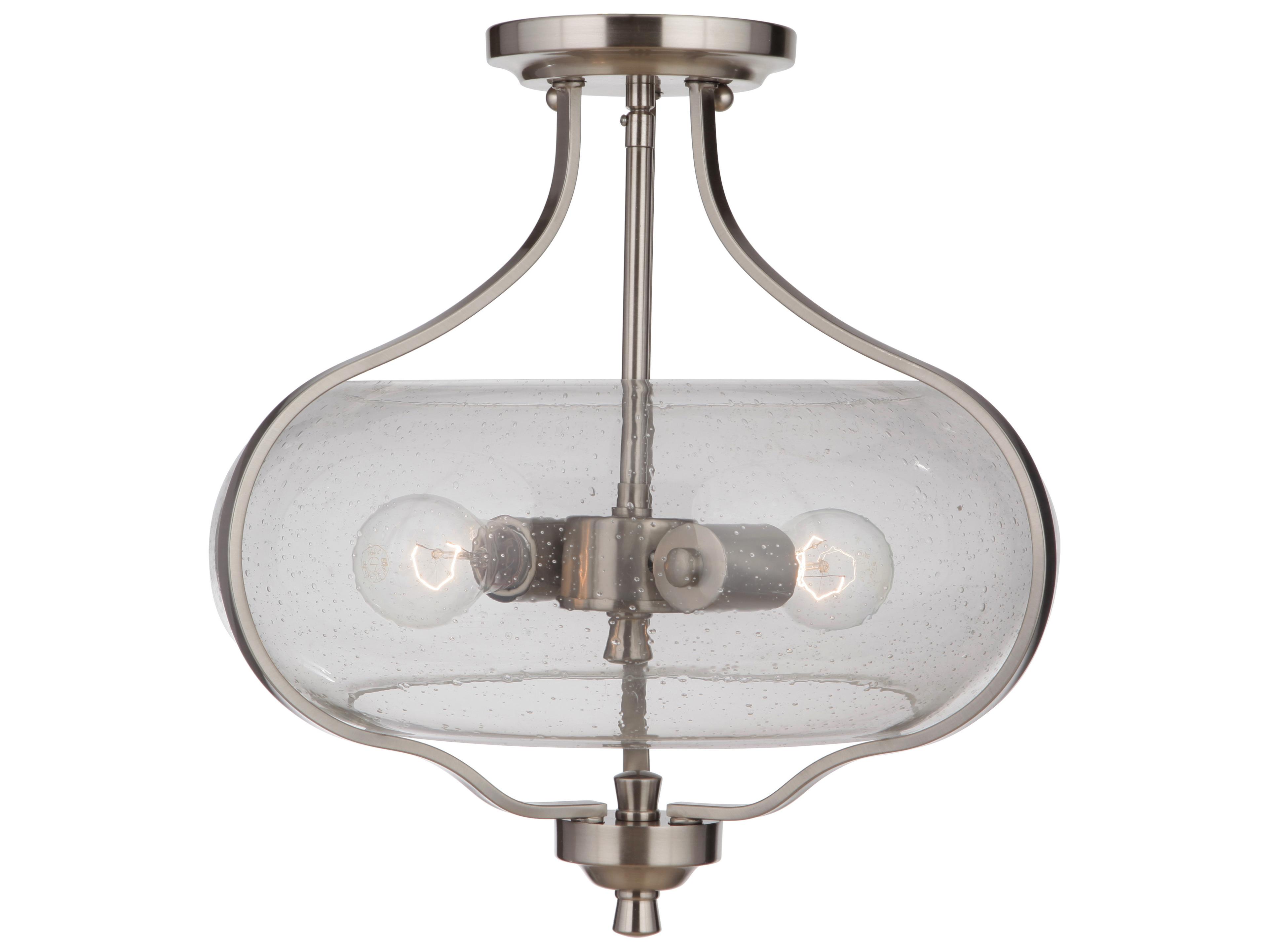 Craftmade Serene 2-Light Brushed Polished Nickel Glass Semi Flush Mount