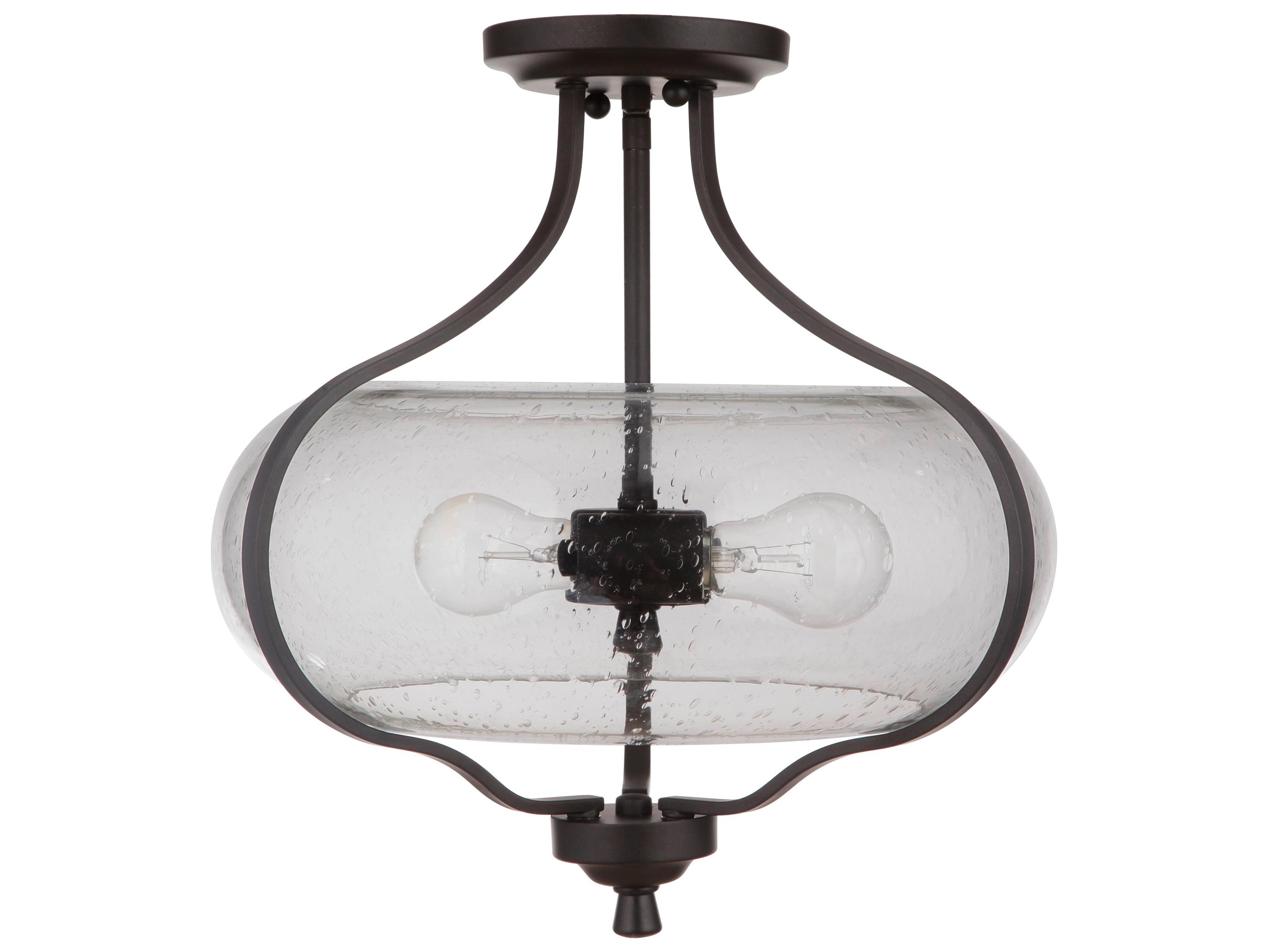 Craftmade Serene 2-Light Espresso Black Glass Semi Flush Mount