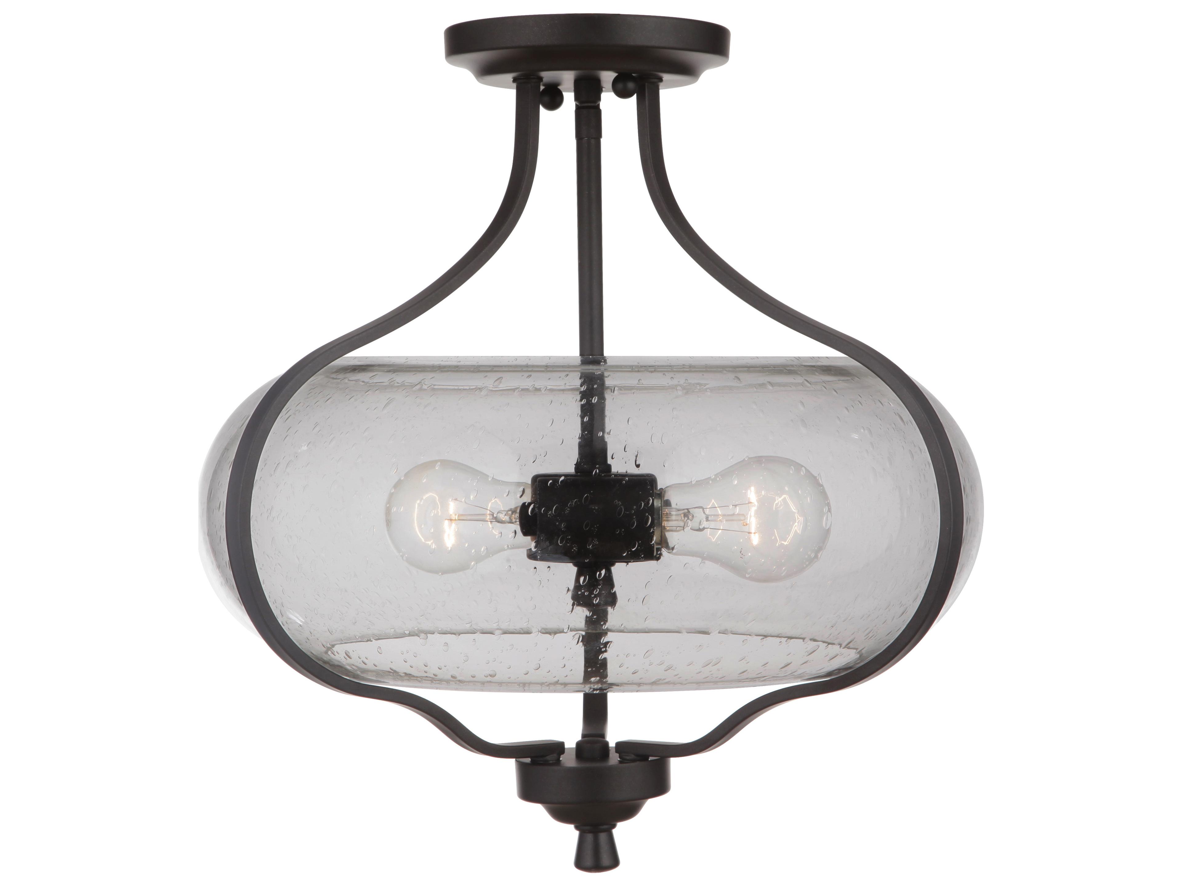 Craftmade Serene 2-Light Espresso Black Glass Semi Flush Mount