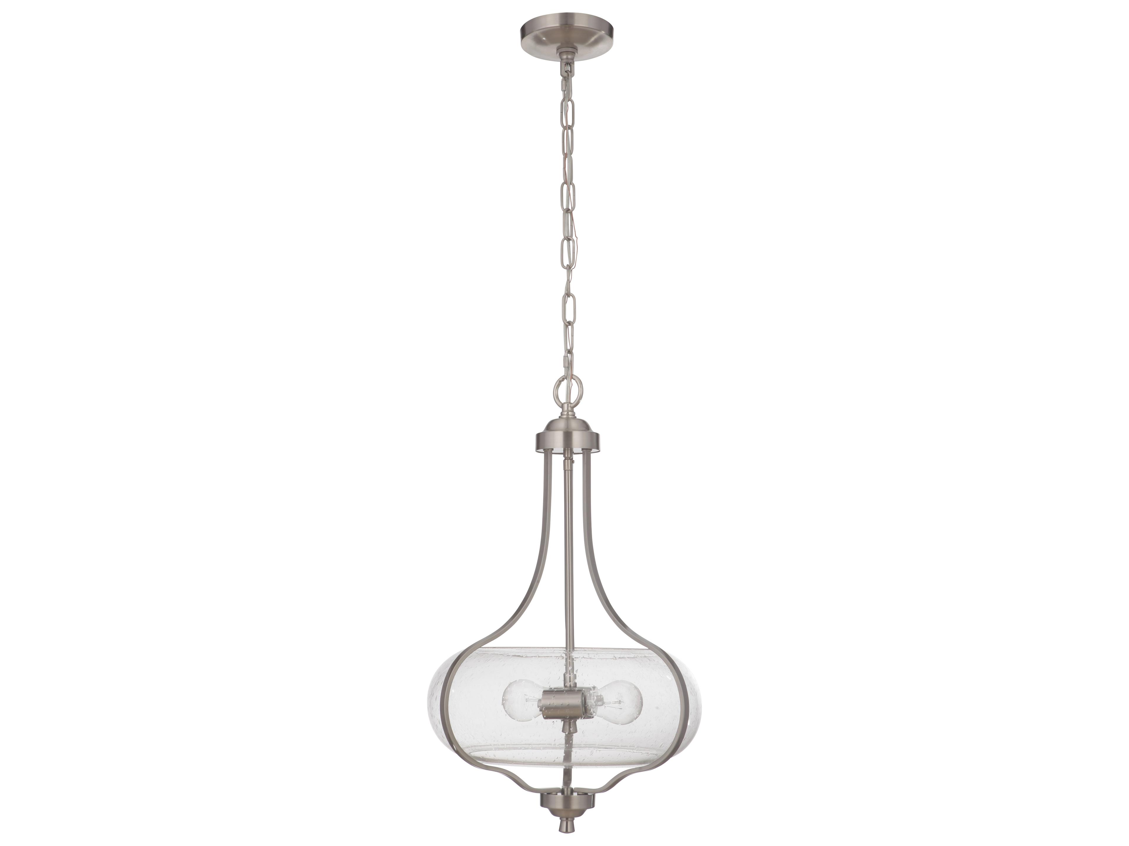 Craftmade Serene 2-Light Brushed Polished Nickel Glass Pendant