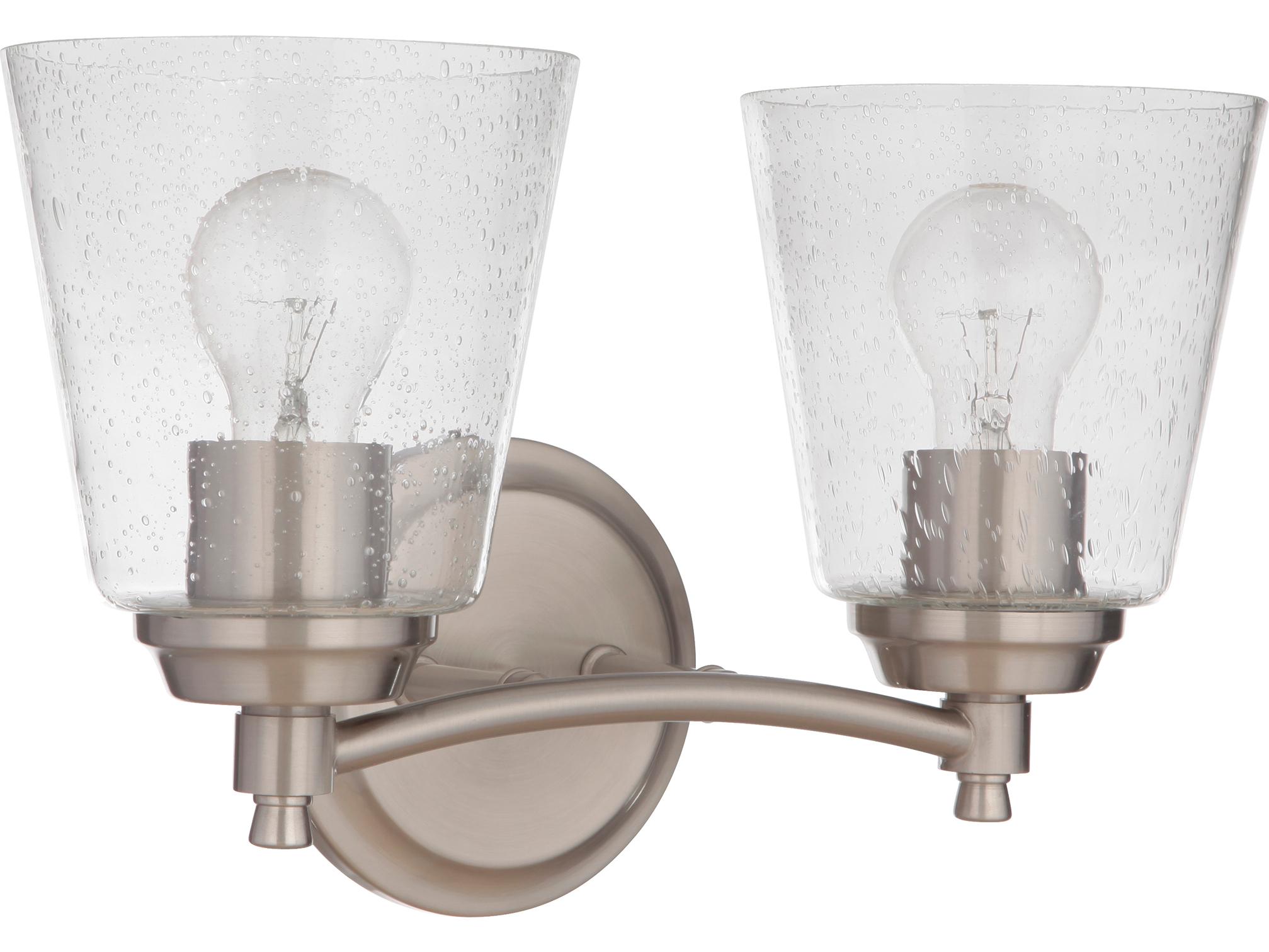 Craftmade Tyler 2-Light Brushed Polished Nickel Glass Vanity Light