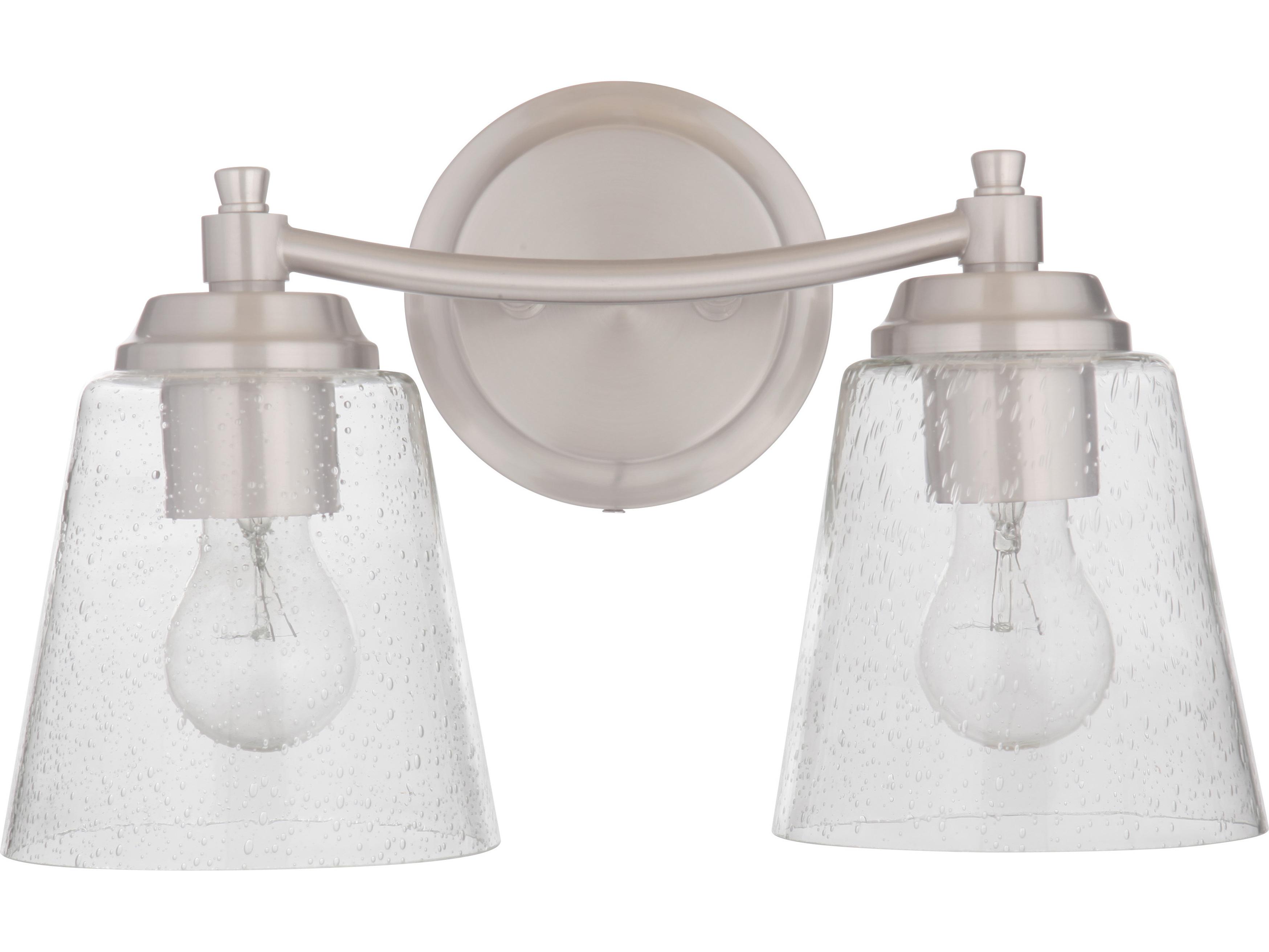 Craftmade Tyler 2-Light Brushed Polished Nickel Glass Vanity Light