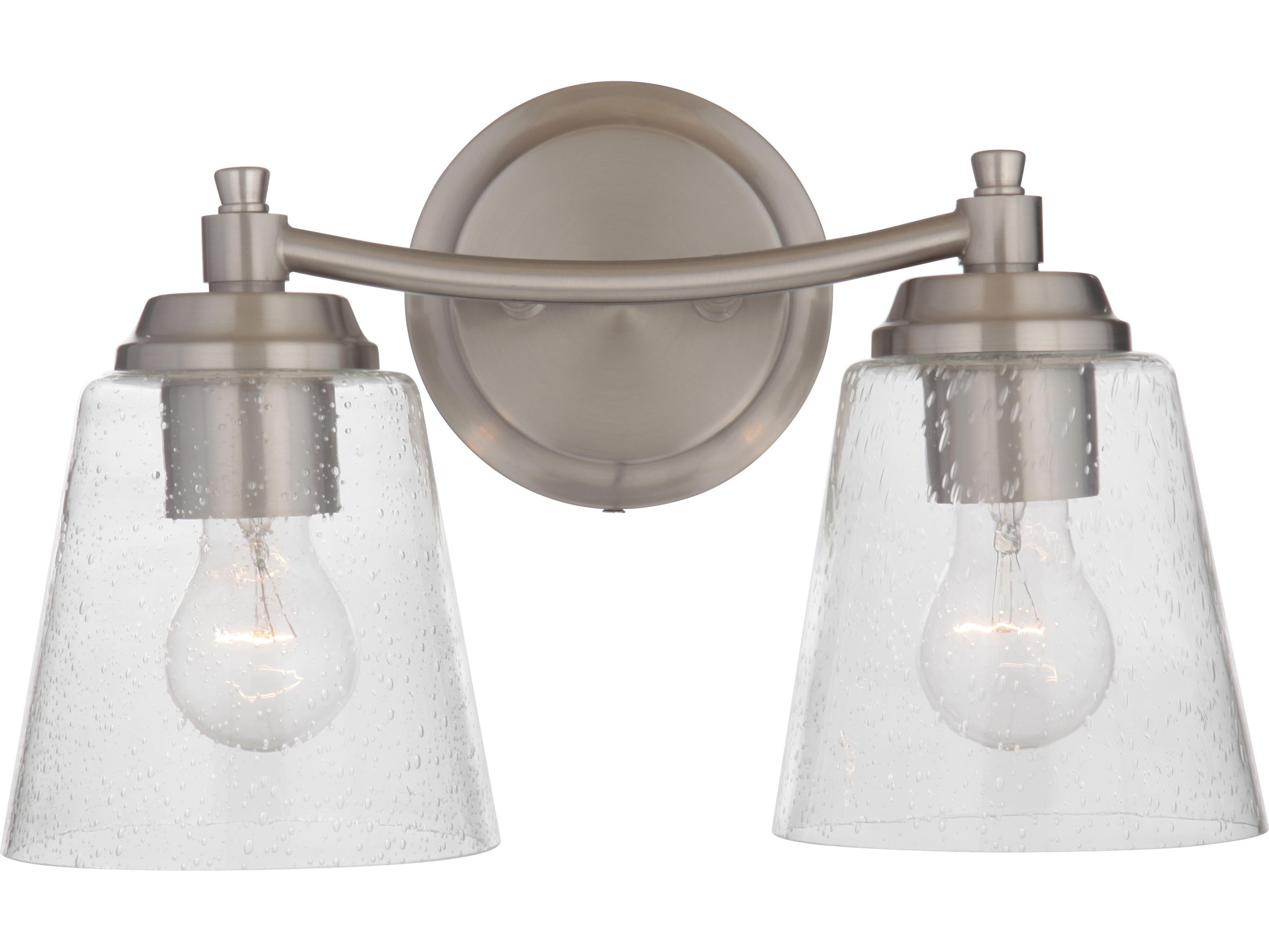 Craftmade Tyler 2-Light Brushed Polished Nickel Glass Vanity Light