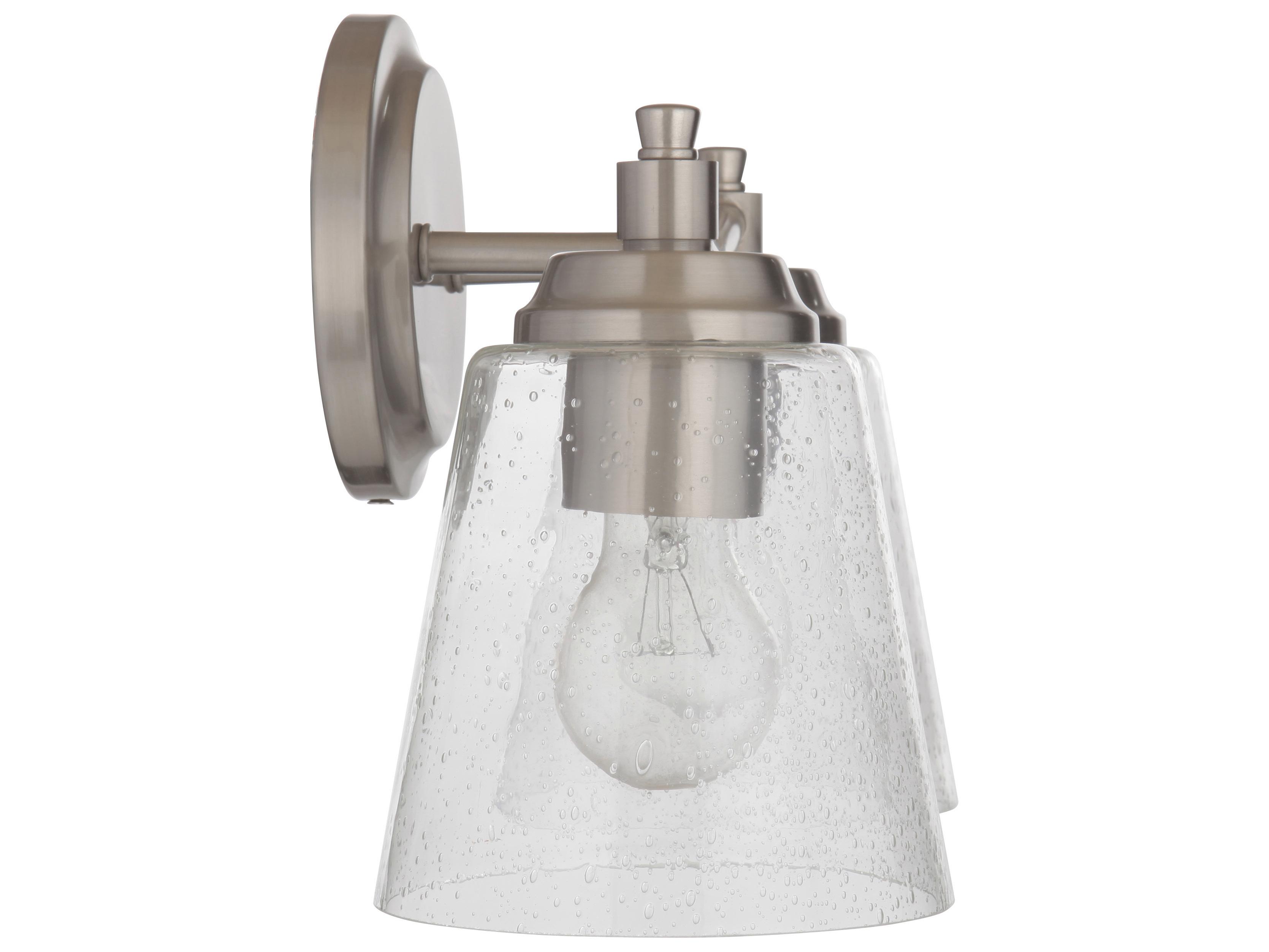 Craftmade Tyler 2-Light Brushed Polished Nickel Glass Vanity Light