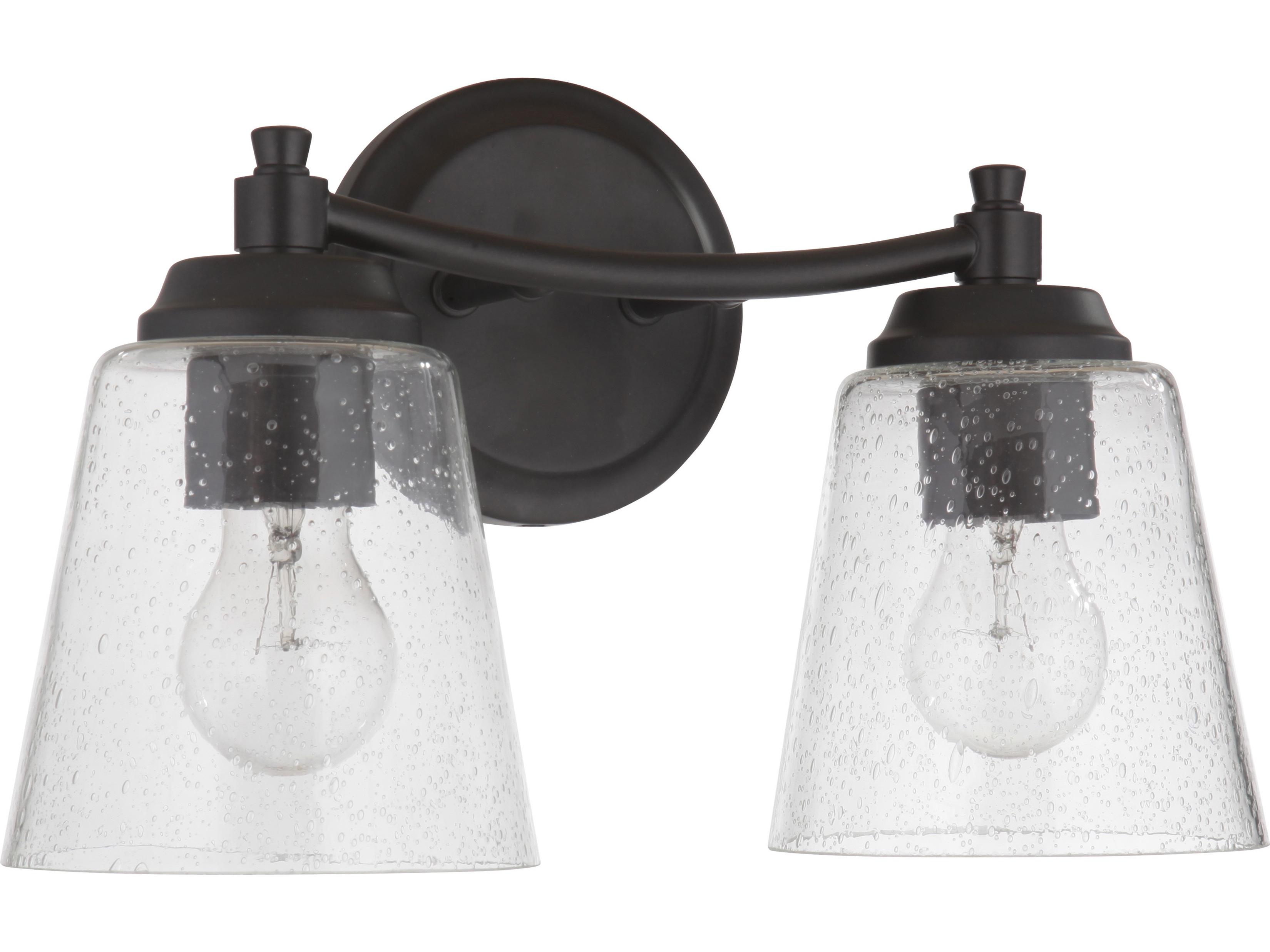 Craftmade Tyler 2-Light Flat Black Glass Vanity Light