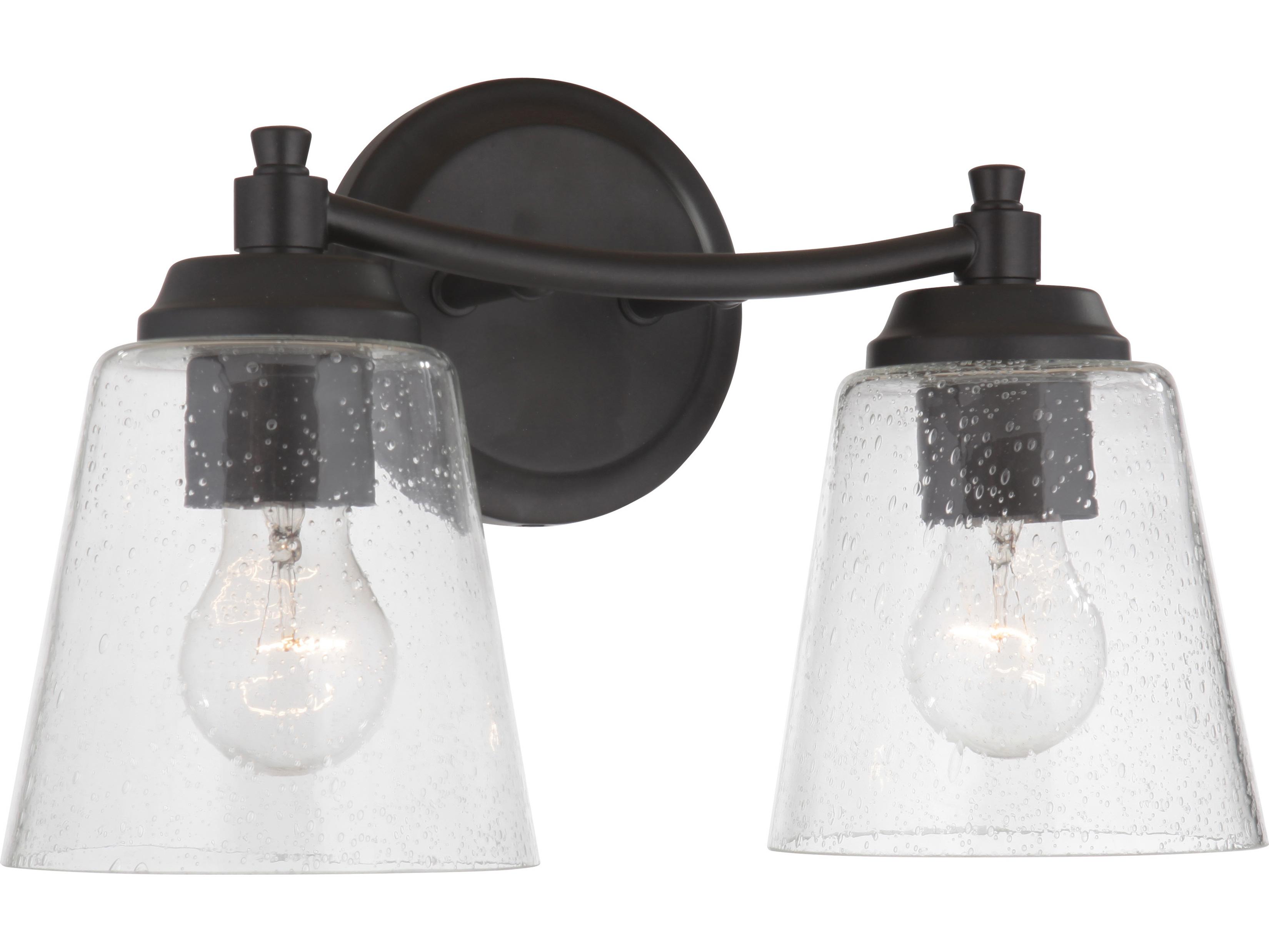 Craftmade Tyler 2-Light Flat Black Glass Vanity Light