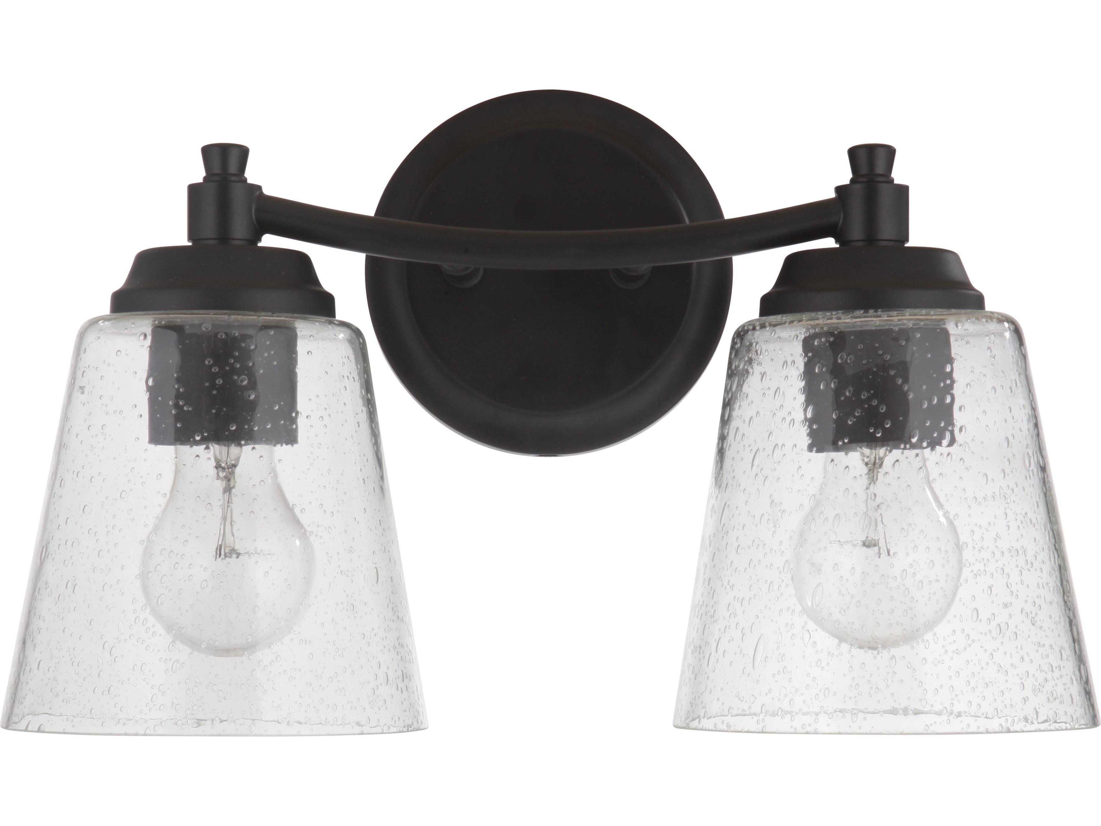 Craftmade Tyler 2-Light Flat Black Glass Vanity Light